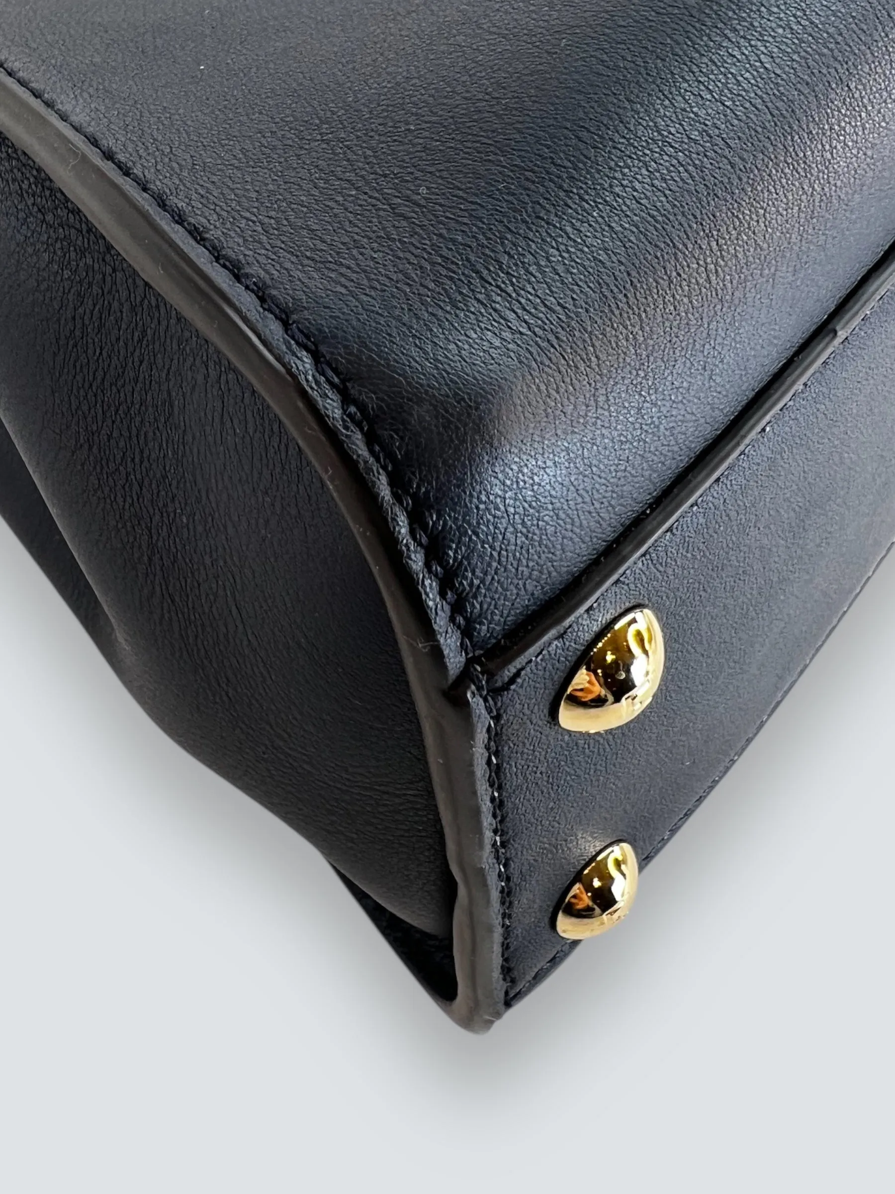 Fendi Navy Leather Mini Peekaboo Handbag