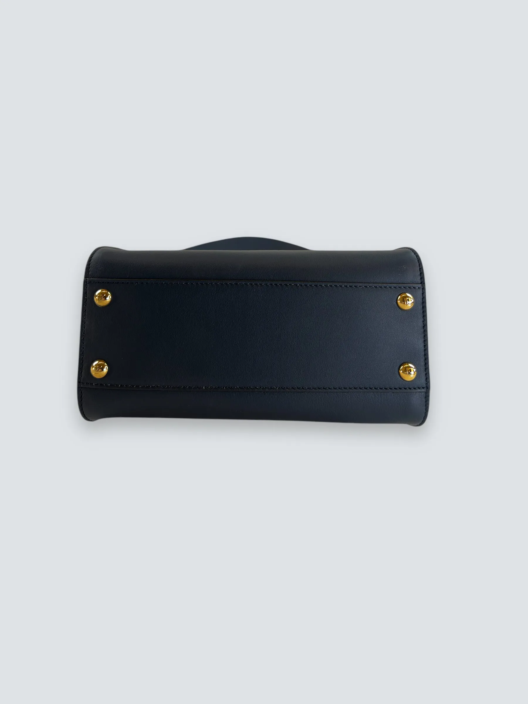 Fendi Navy Leather Mini Peekaboo Handbag