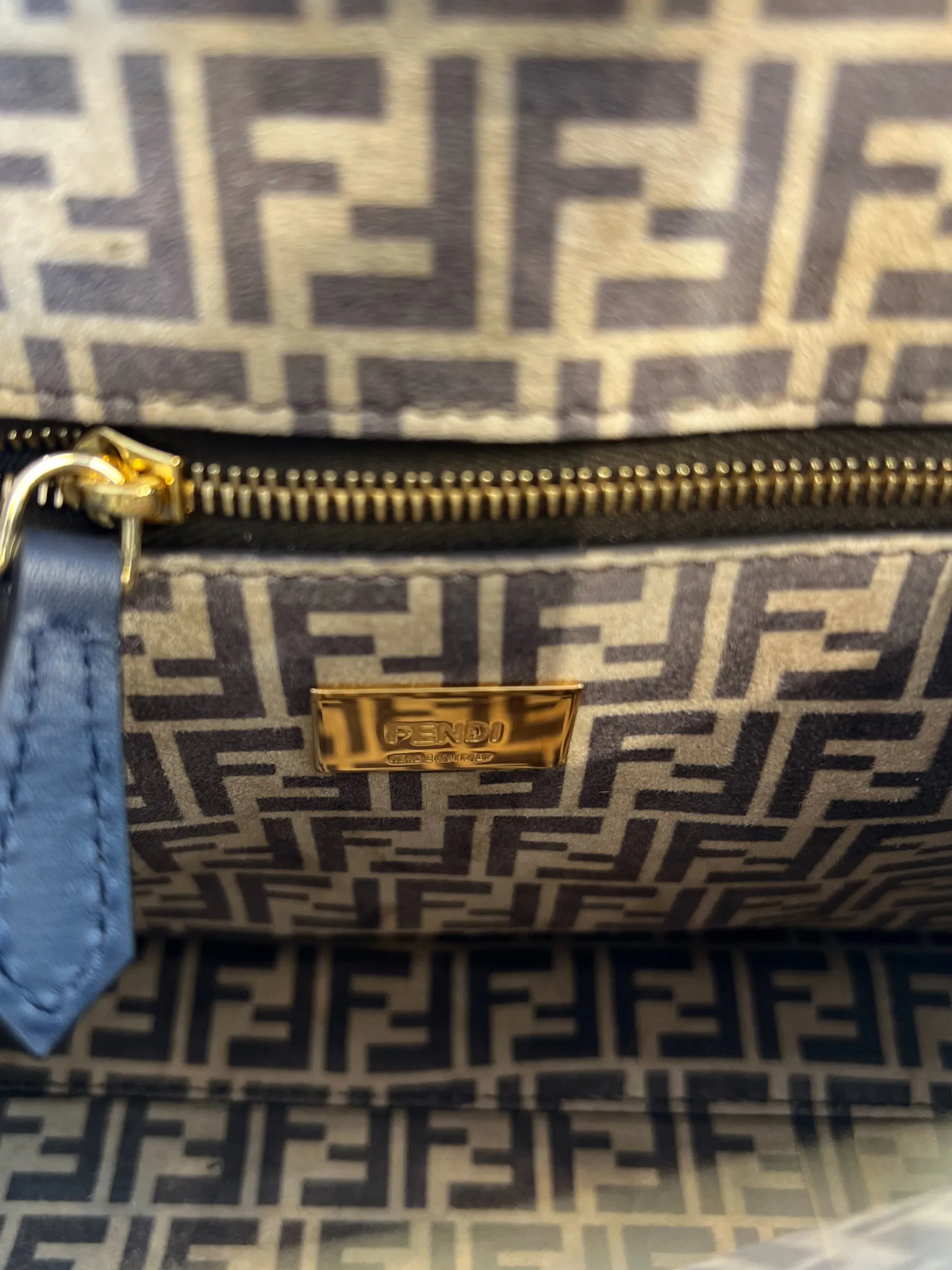 Fendi Navy Leather Mini Peekaboo Handbag