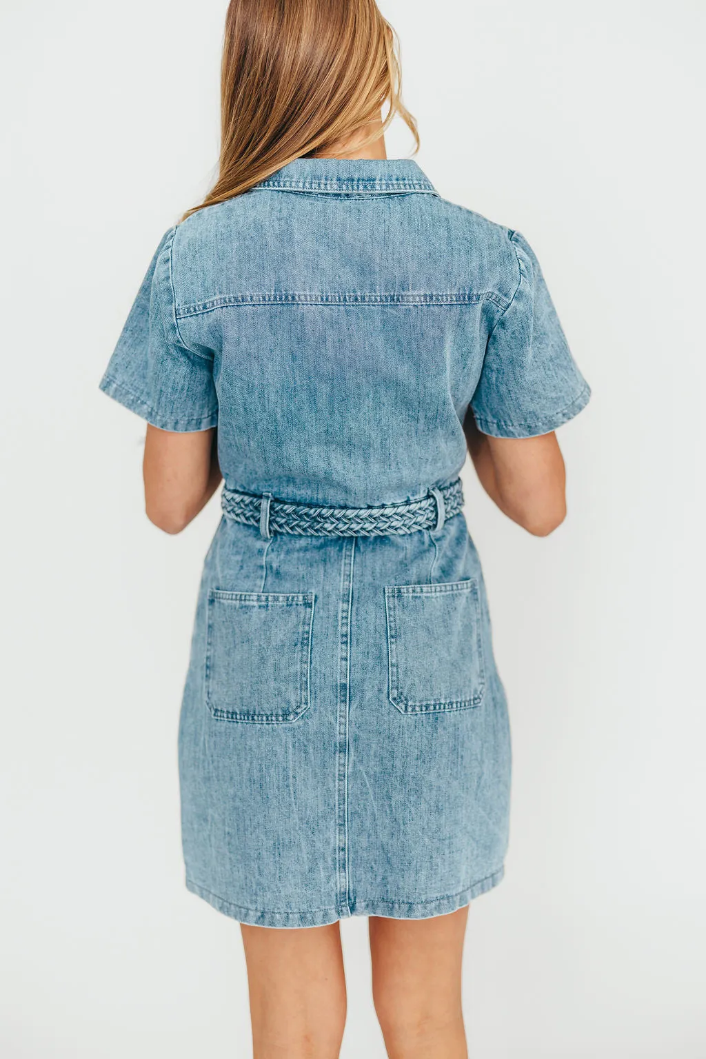 Gabriella Belted Button Down Mini Denim Dress