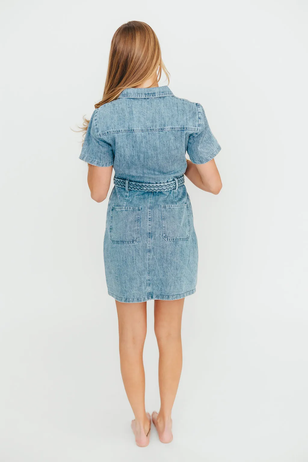 Gabriella Belted Button Down Mini Denim Dress