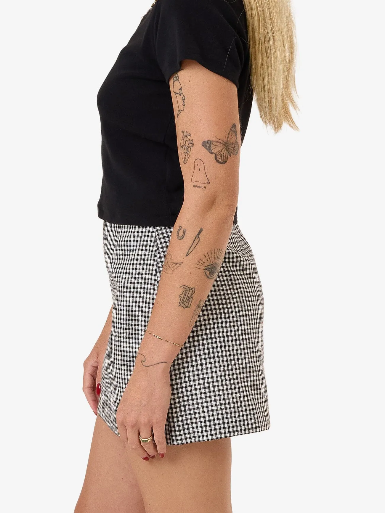 Gia Gingham Skirt - Black