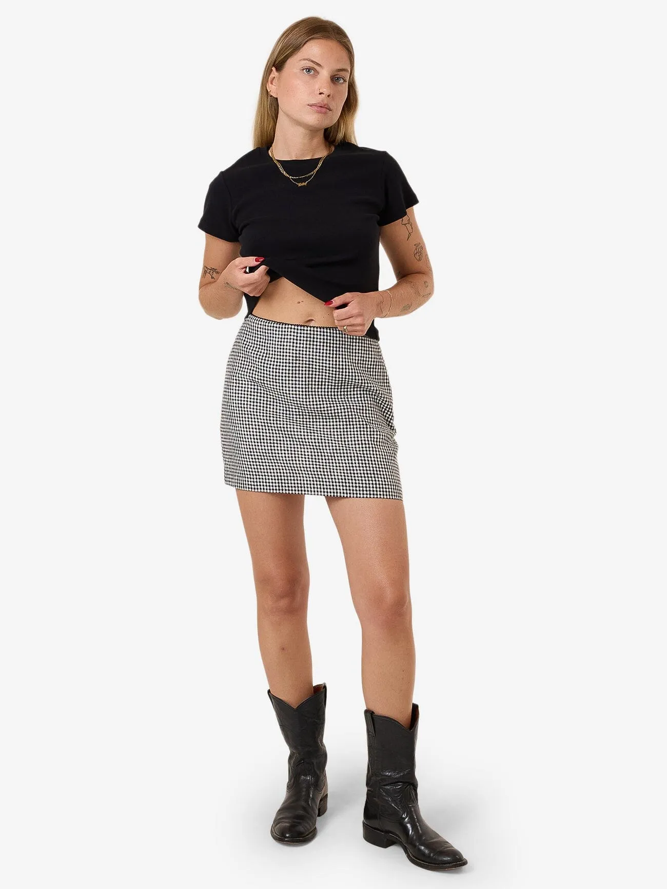 Gia Gingham Skirt - Black