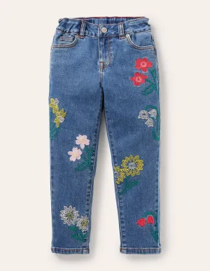 Girlfriend Jeans-Light Vintage Denim Floral