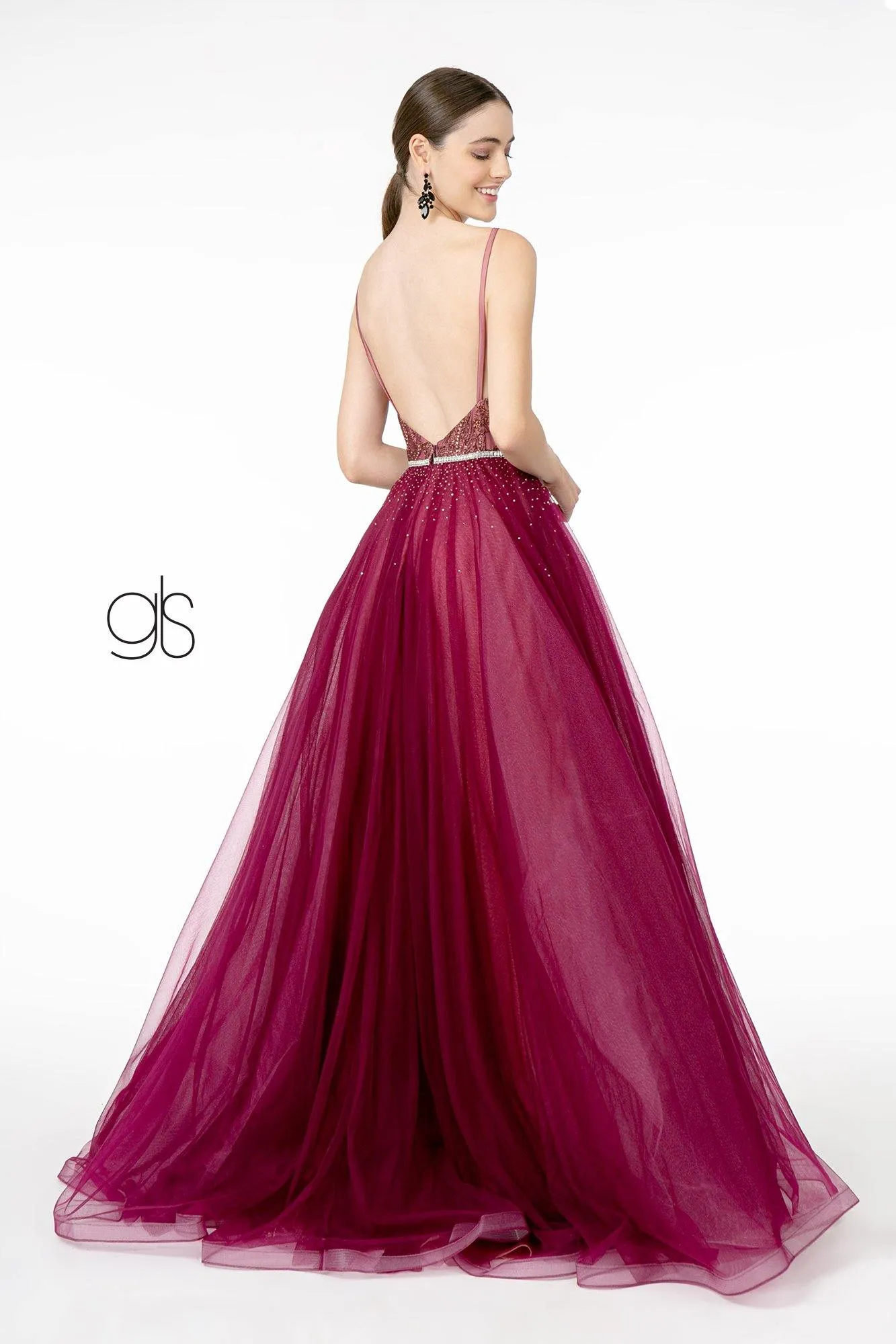 Gliiter Mesh A-Line Long Prom Dress
