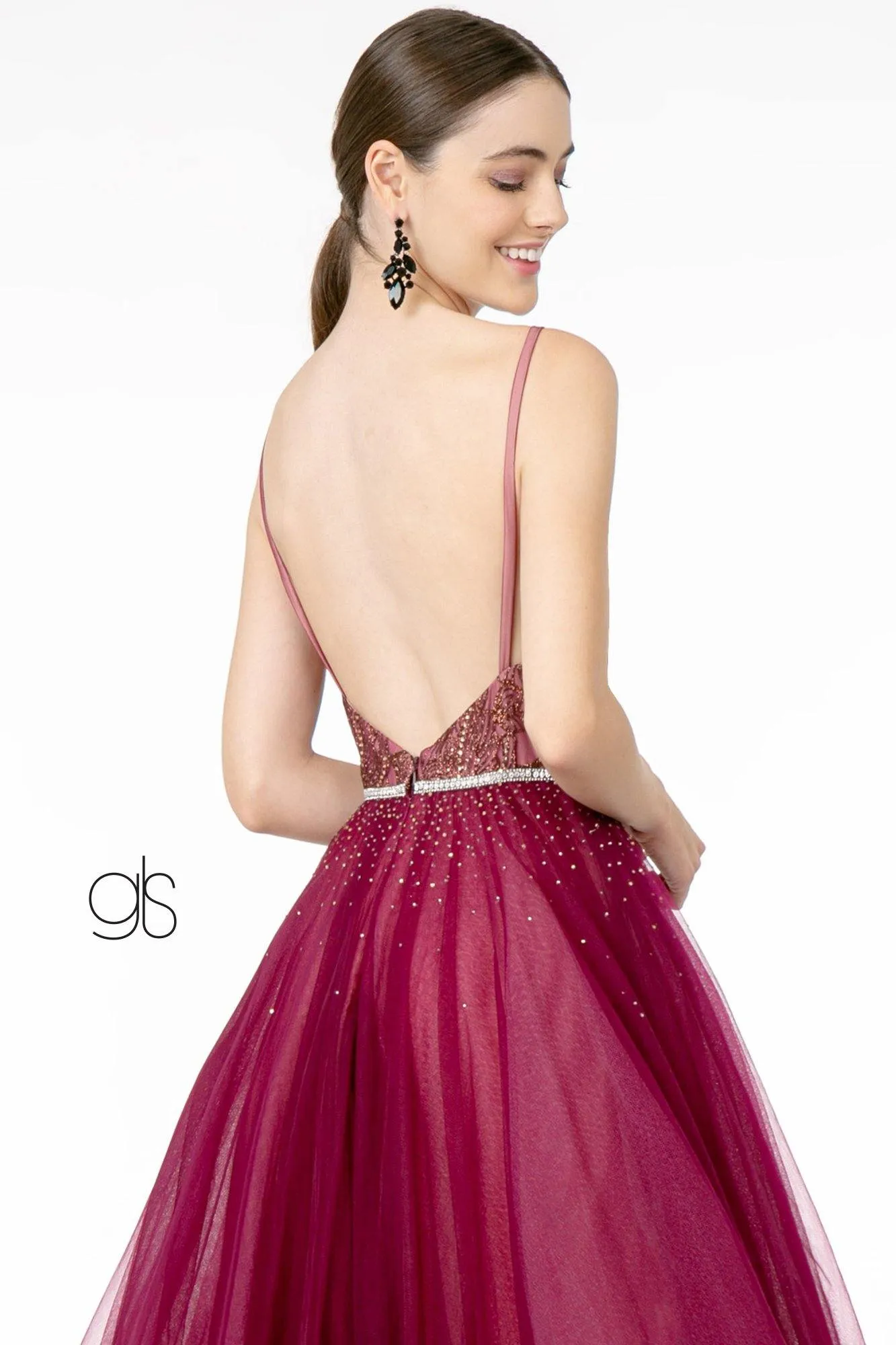Gliiter Mesh A-Line Long Prom Dress