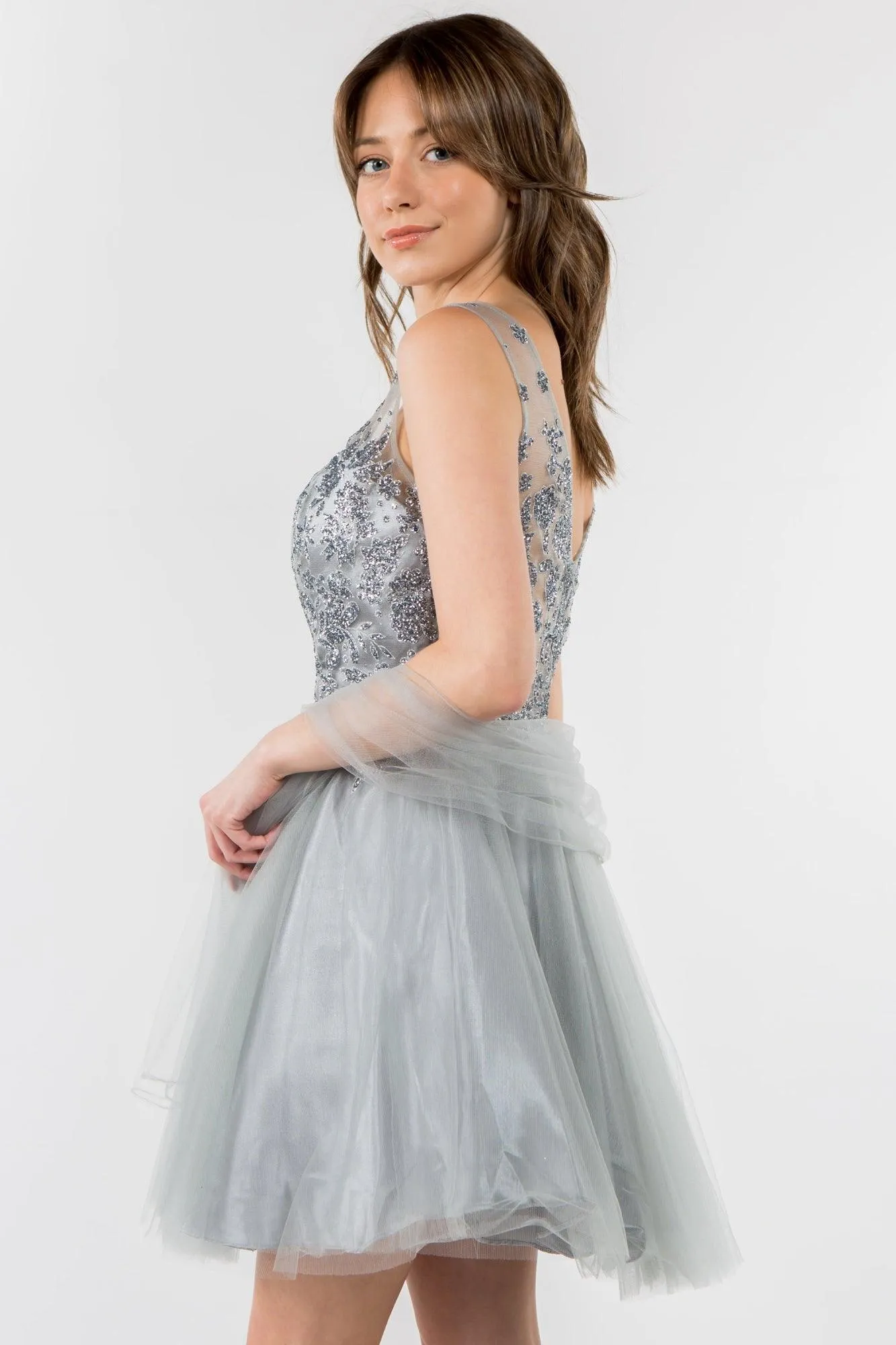 Glitter A Line Short Homecoming Dress