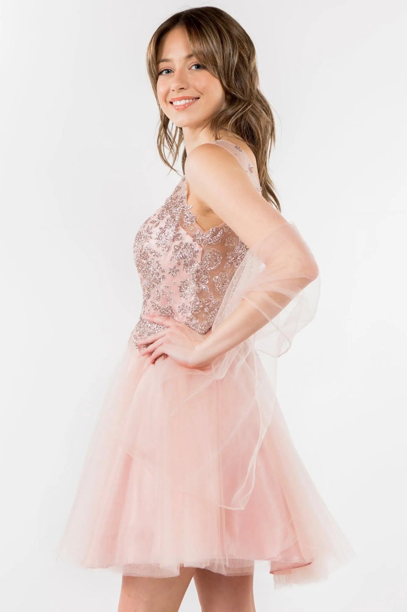 Glitter A Line Short Homecoming Dress