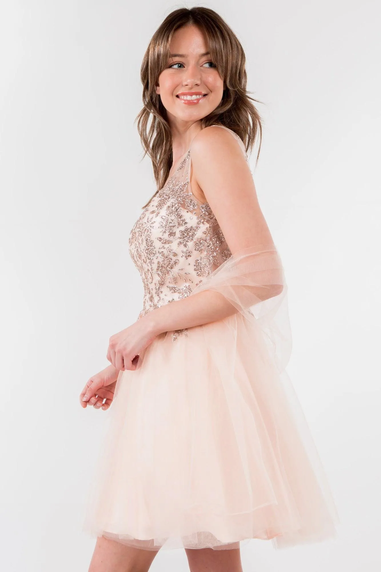 Glitter A Line Short Homecoming Dress