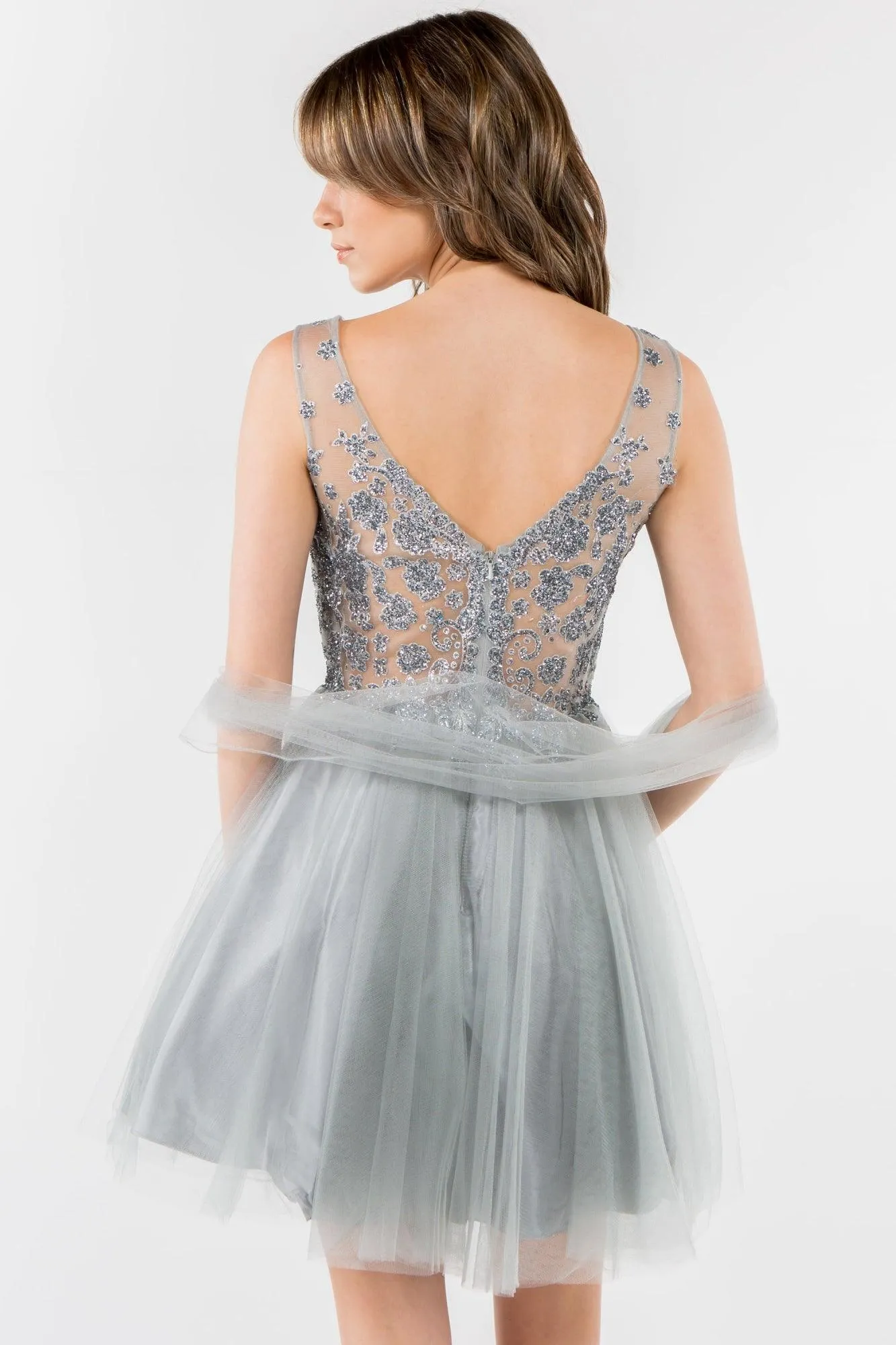 Glitter A Line Short Homecoming Dress