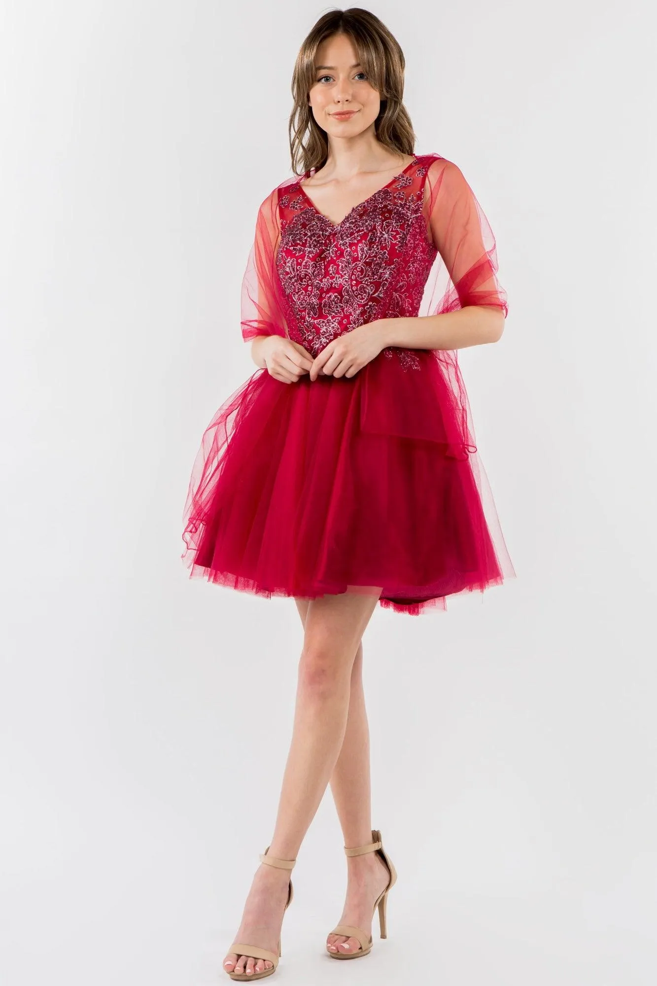 Glitter A Line Short Homecoming Dress