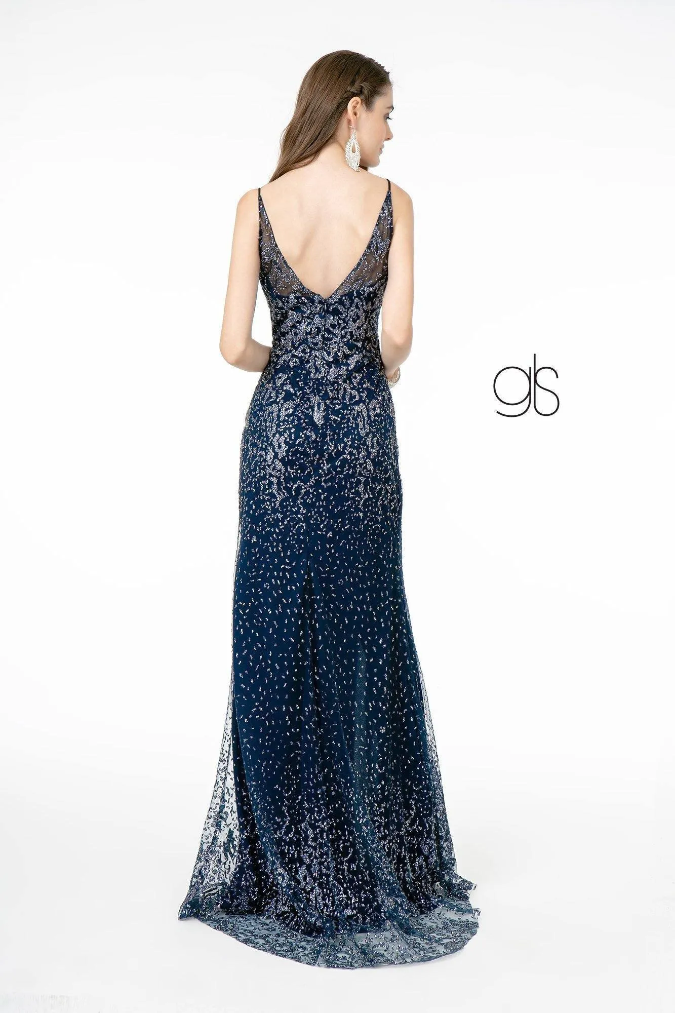 Glitter Mesh Illusion Long Prom Dress Sale