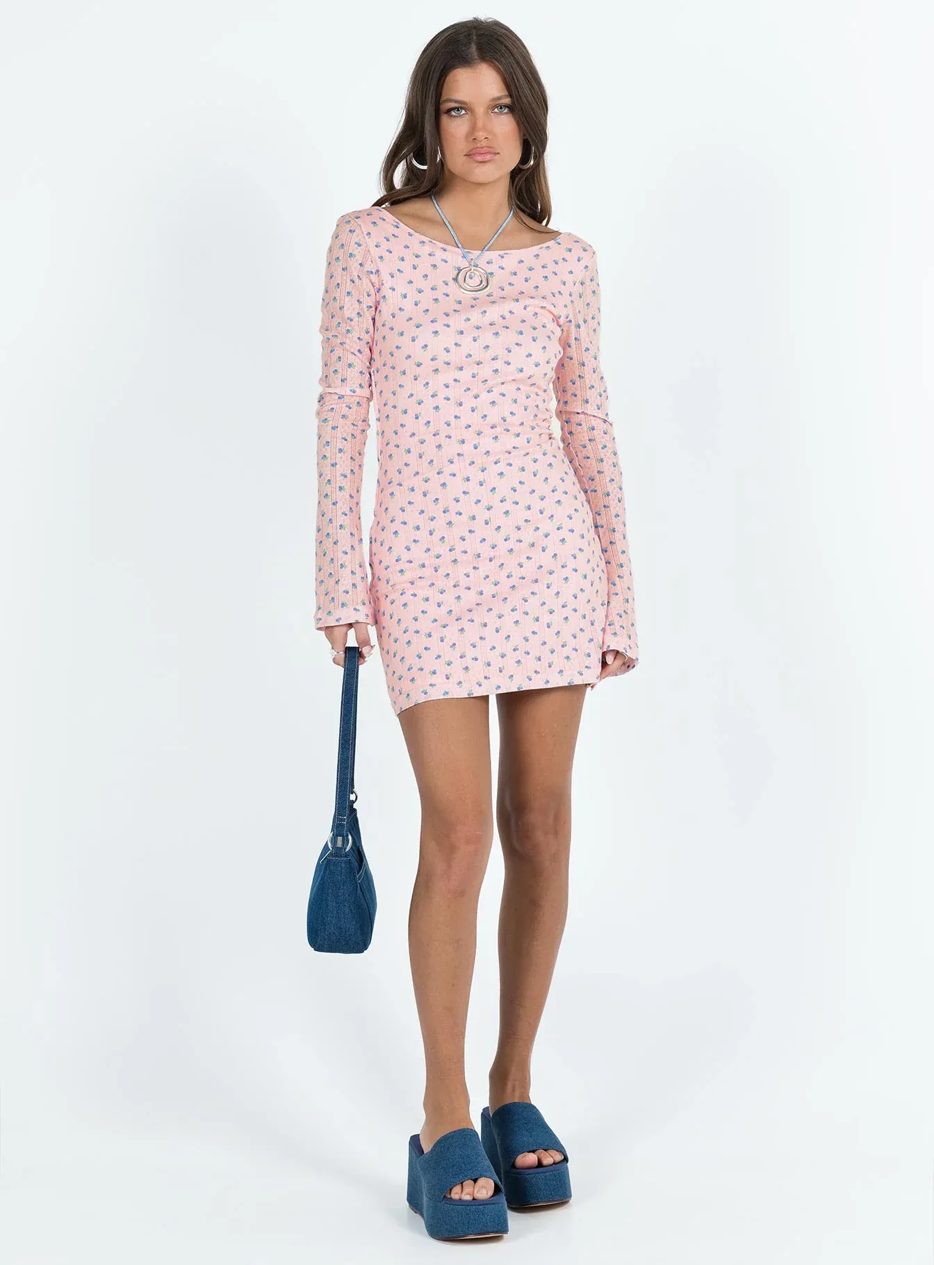 Hallea Long Sleeve Mini Dress Pink