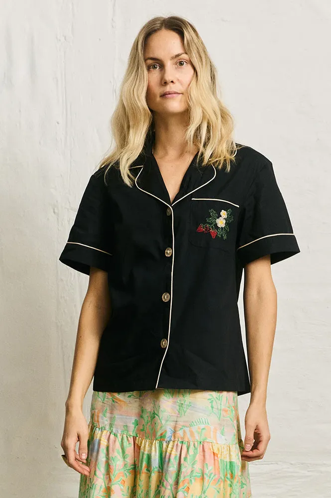 Helmstedt Fiona Embroidered Black Shirt