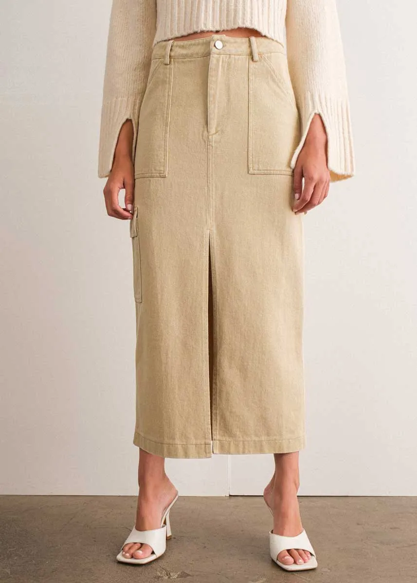 Indie Cargo Maxi Skirt - Khaki