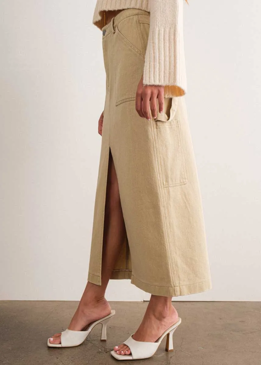 Indie Cargo Maxi Skirt - Khaki