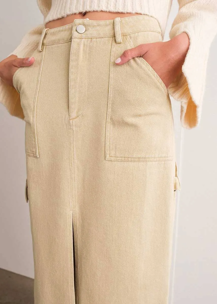 Indie Cargo Maxi Skirt - Khaki