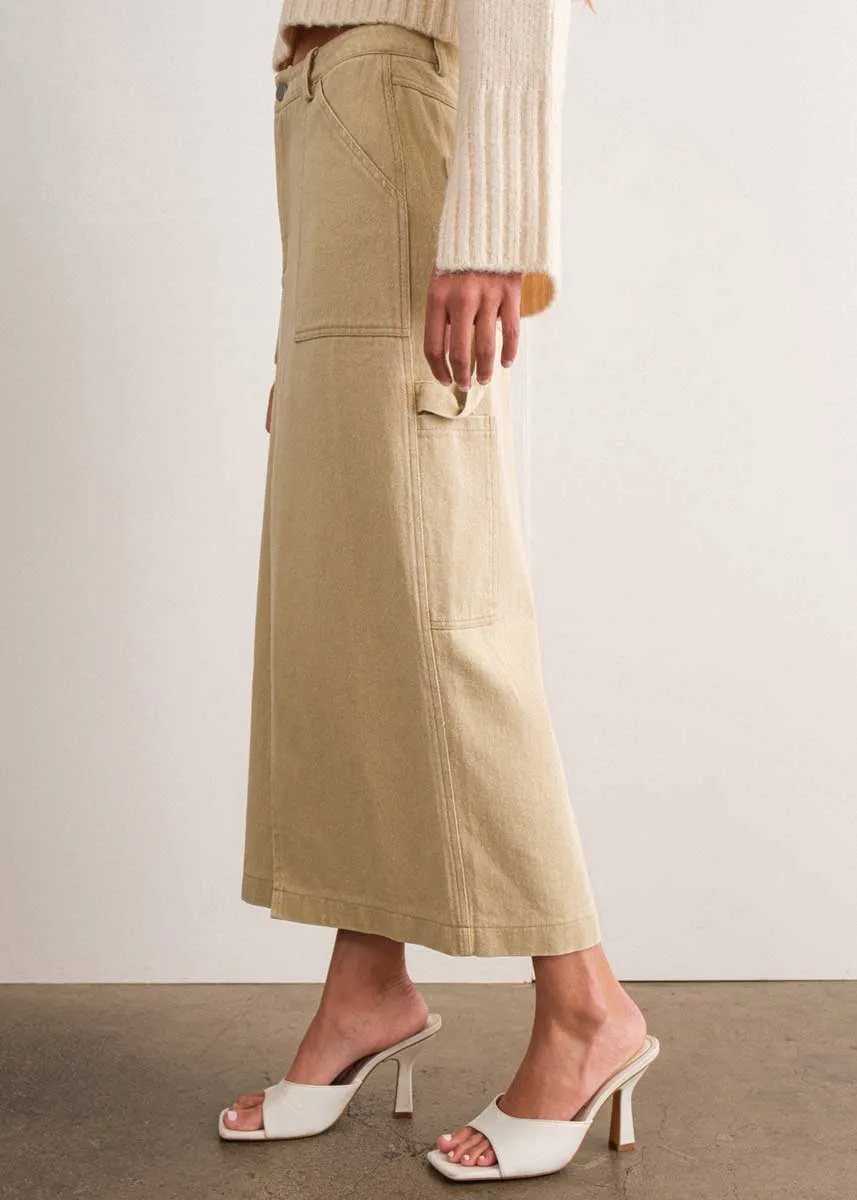 Indie Cargo Maxi Skirt - Khaki
