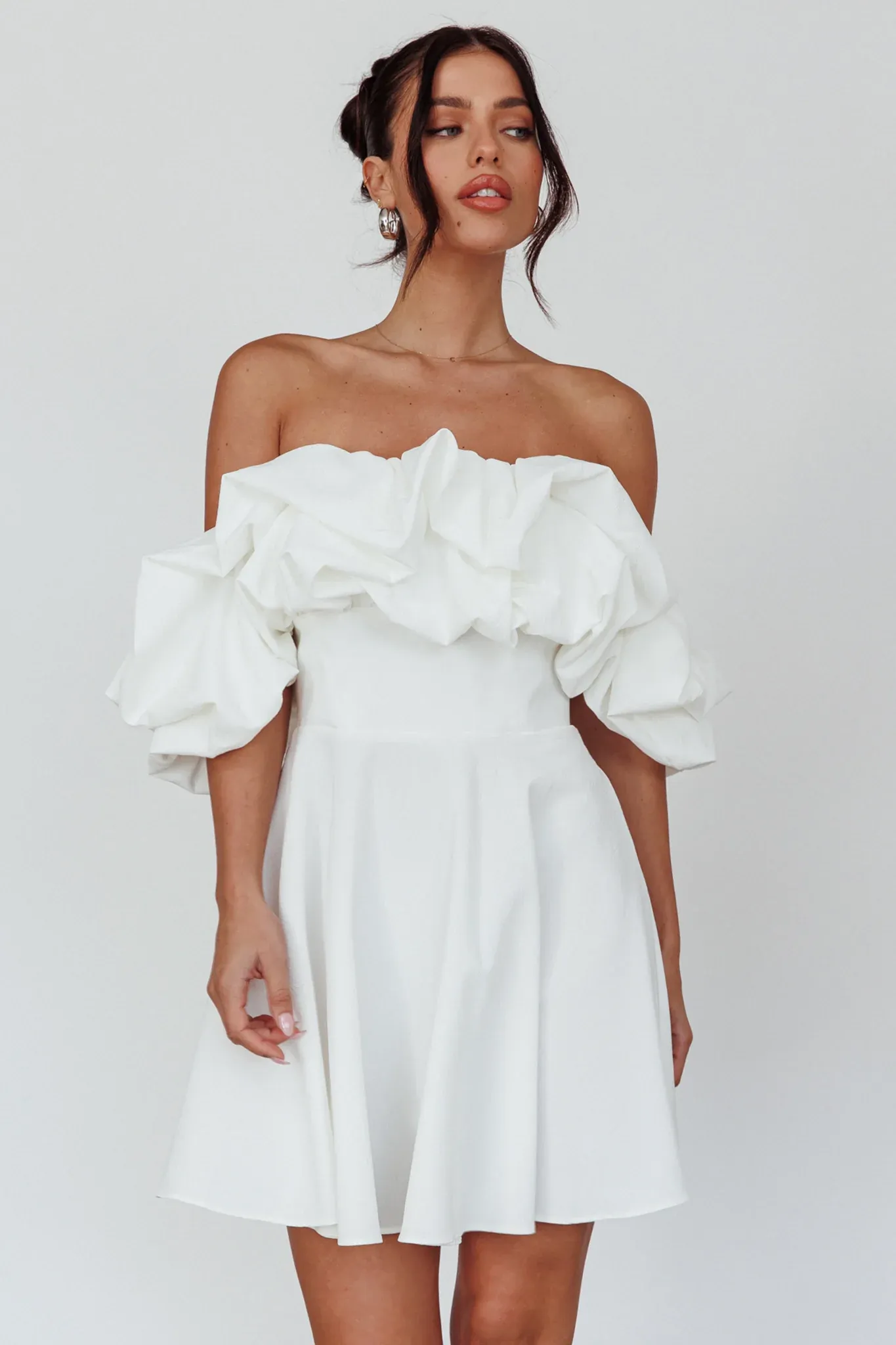 Kailynn Off-Shoulder A-Line Mini Dress White