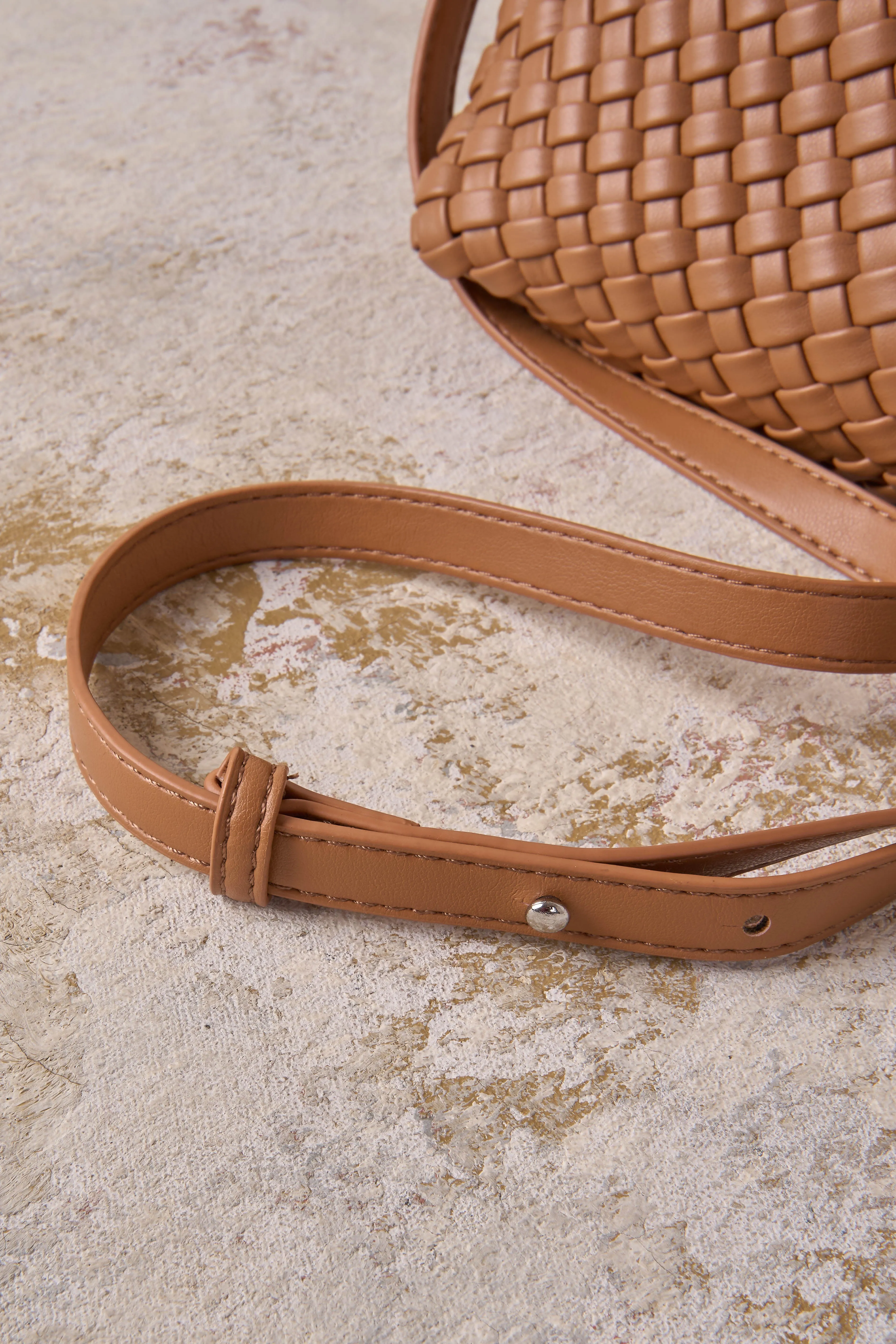 Katya Woven Mini Crossbody Bag - Tan