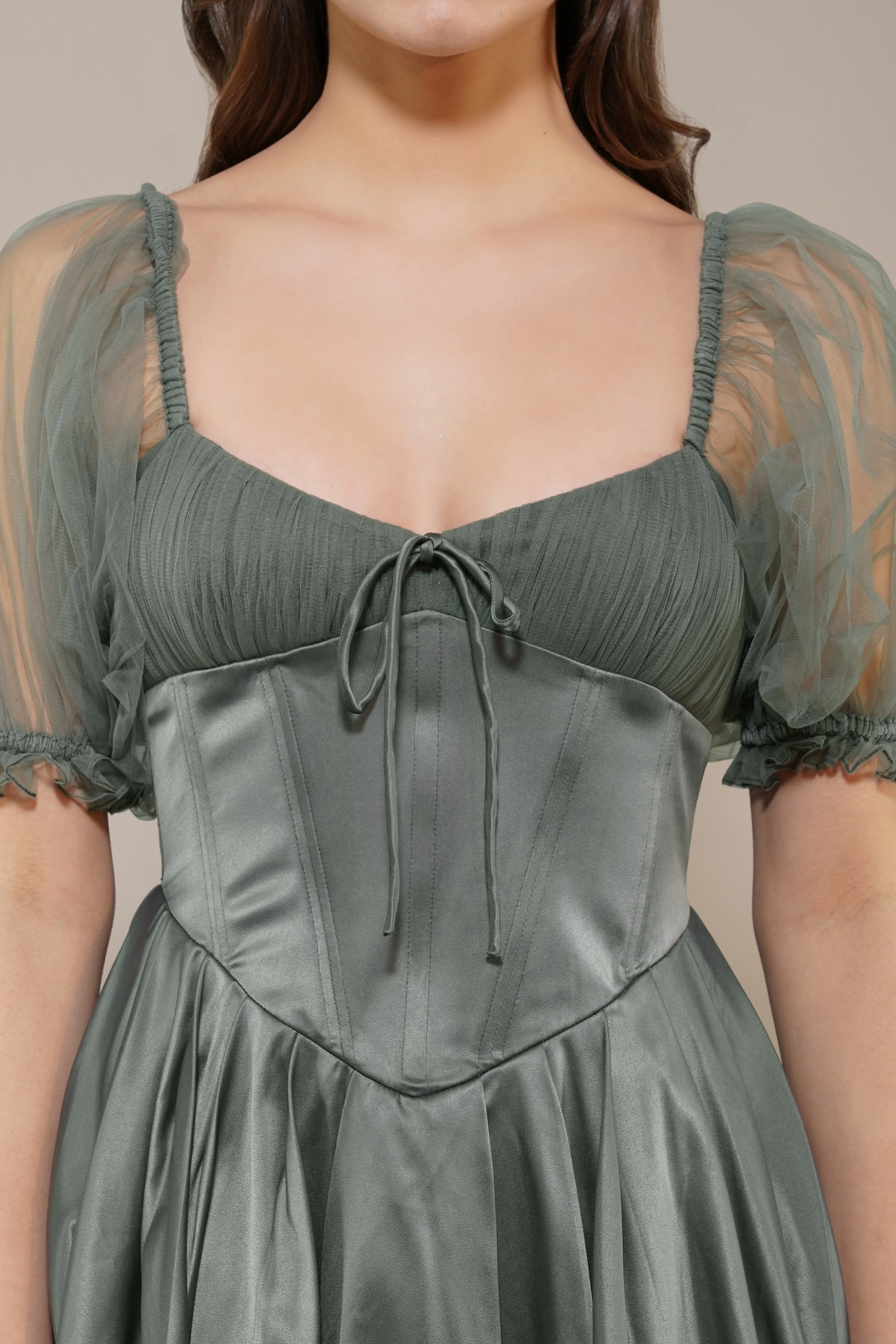 Keila Mini Dress in Green Grey