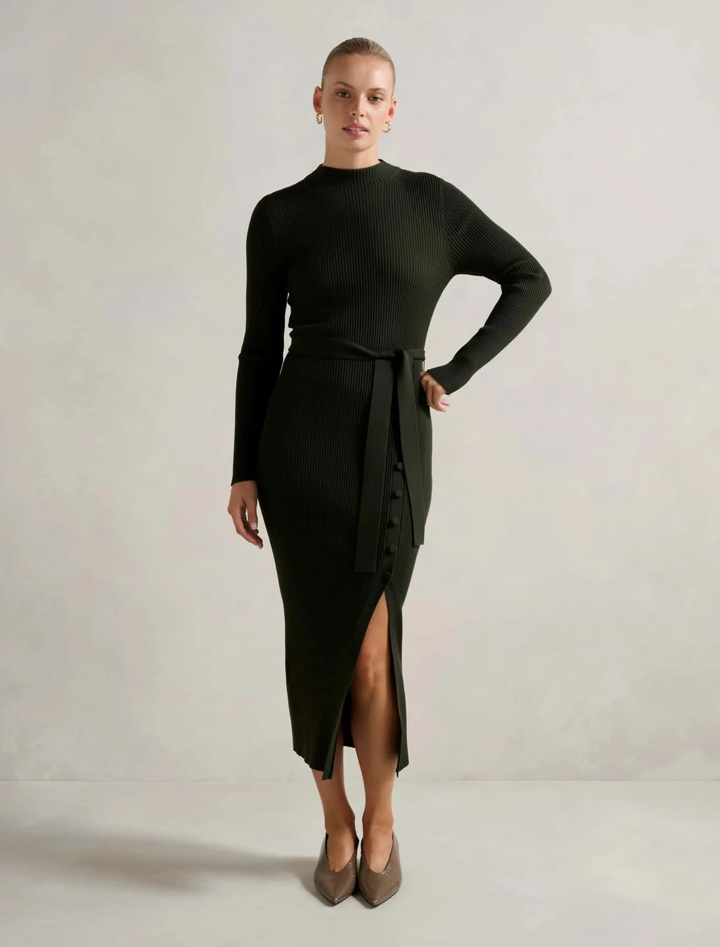 Kiara Button Detail Midi Dress
