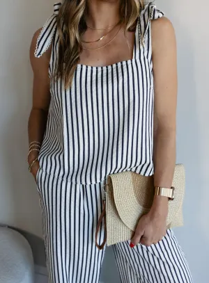 Lapis Striped Crop Top