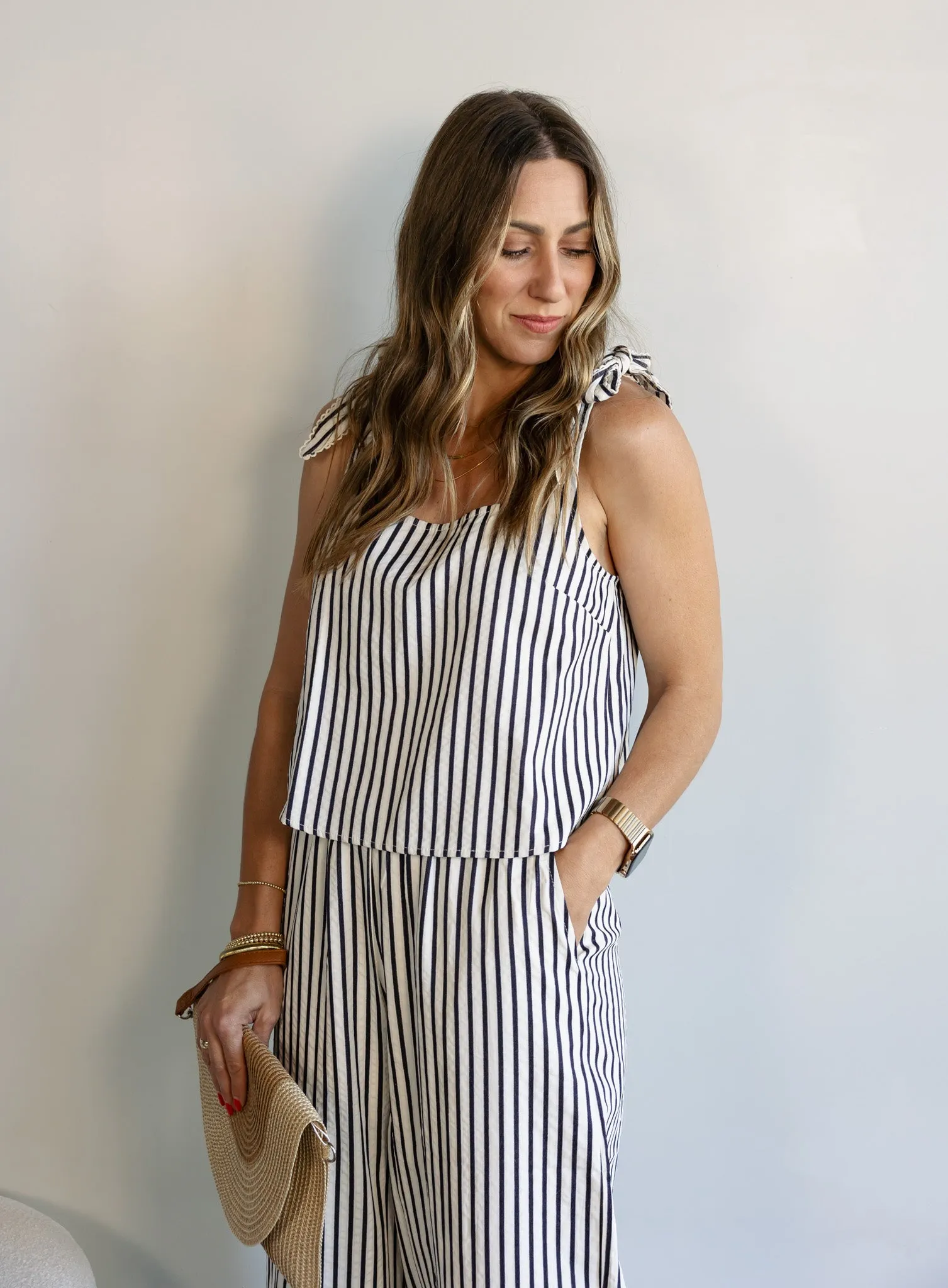 Lapis Striped Crop Top