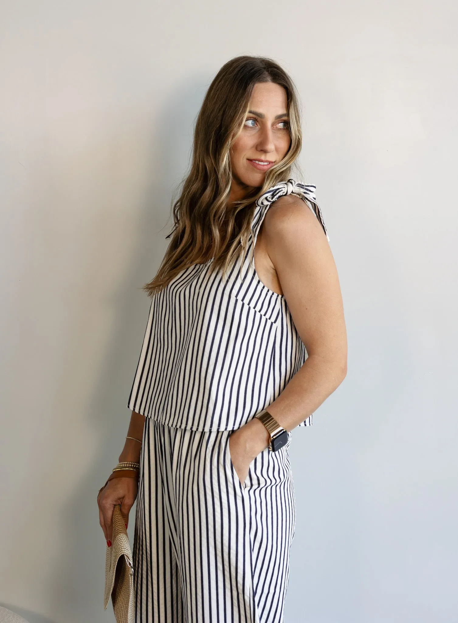 Lapis Striped Crop Top