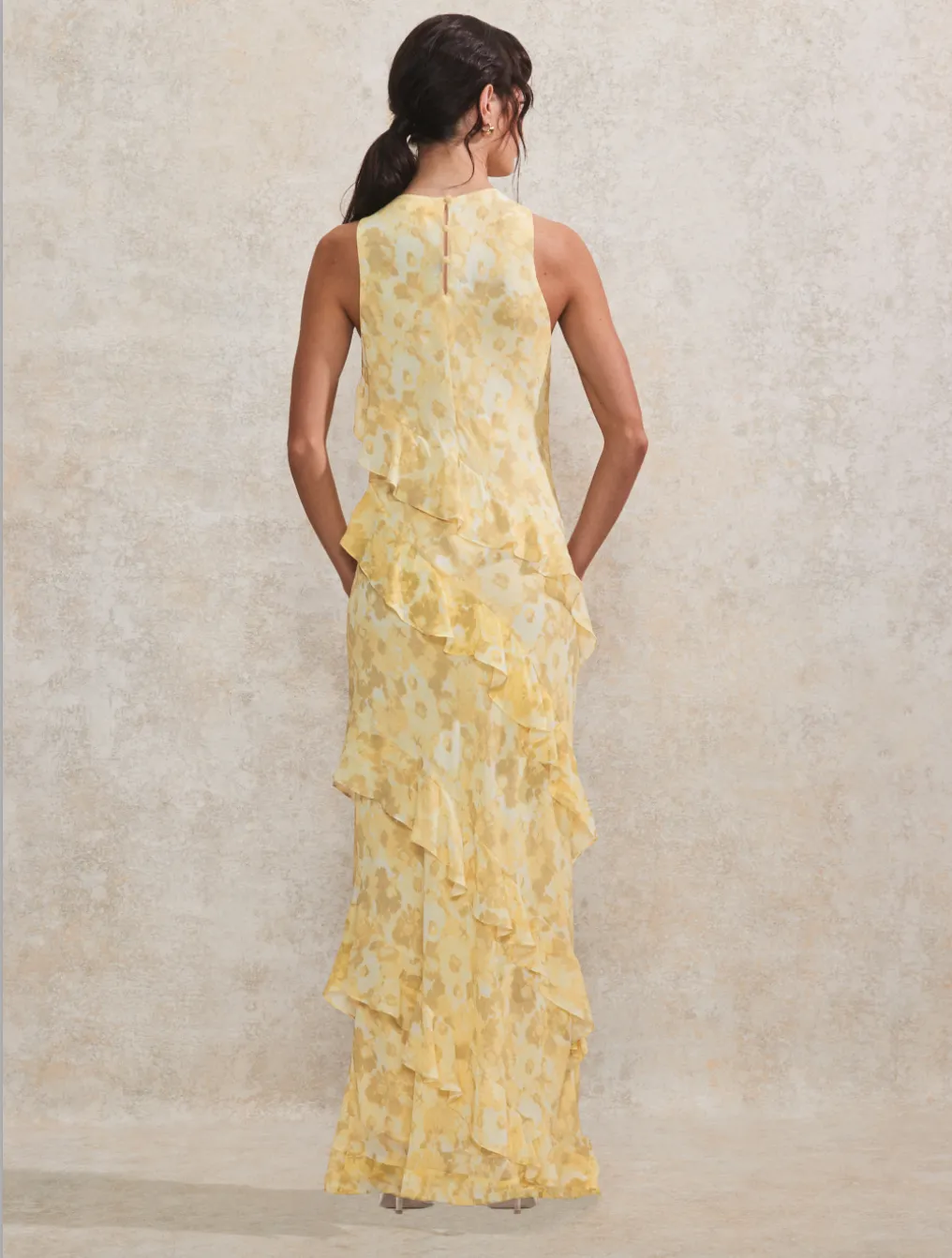 Layla Buttermilk Floral-Print Ruffle-Detail Dress