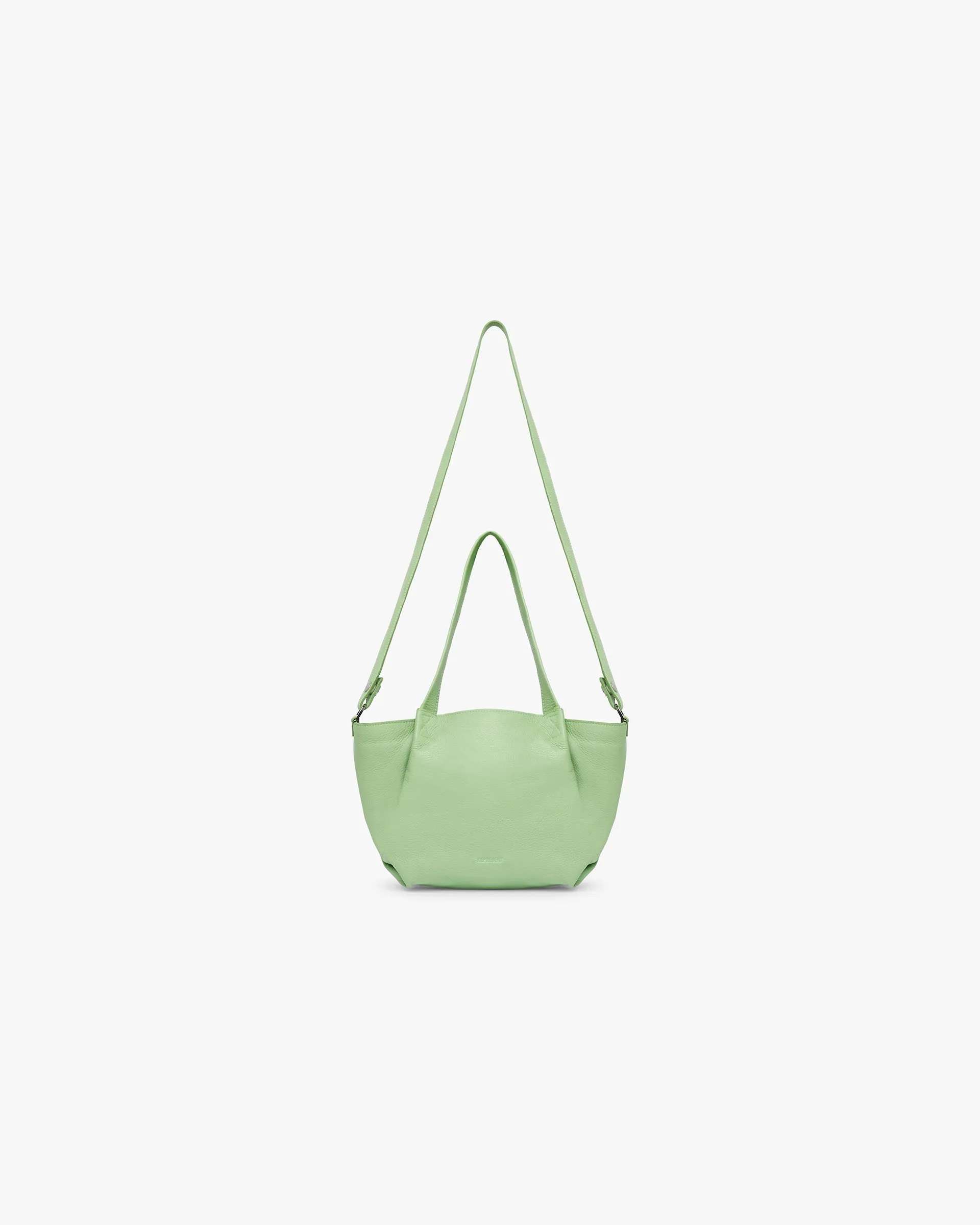 Leather Pleat Mini Tote - Forest Shade