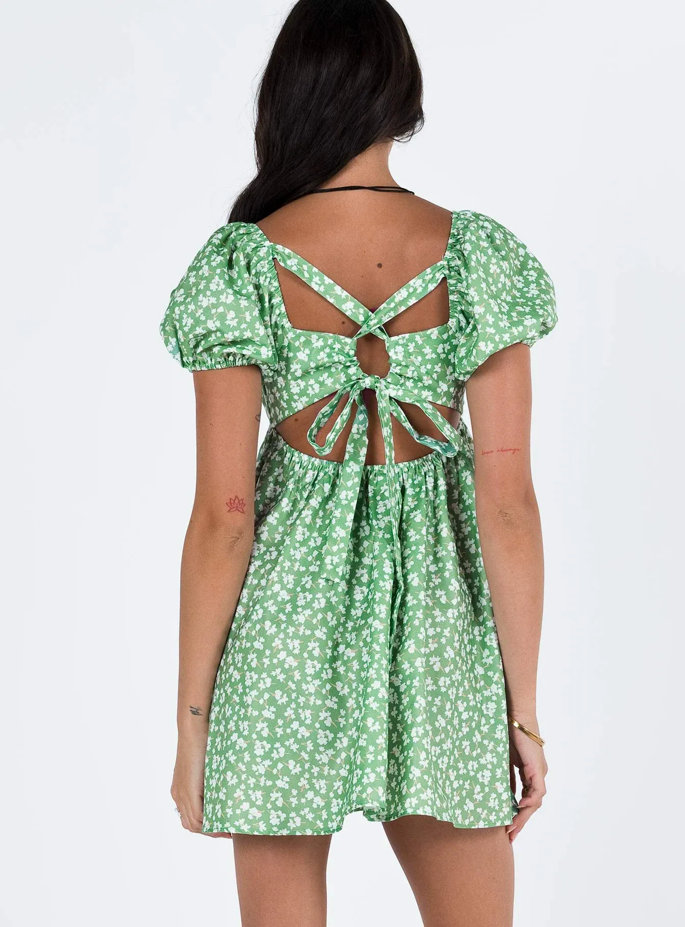 Let's Dance Mini Dress Green Floral
