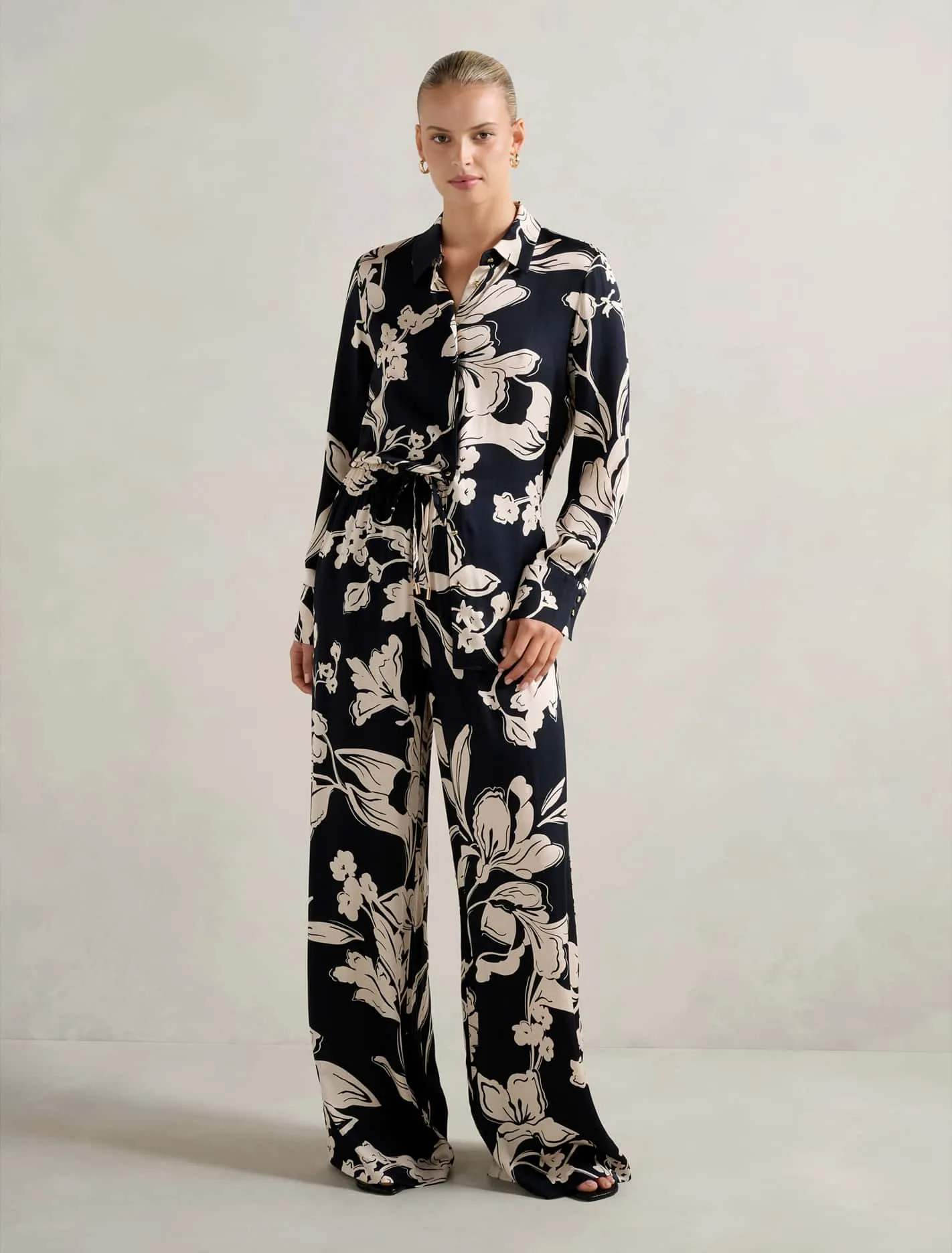 Lila Longline Printed Satin Shirt