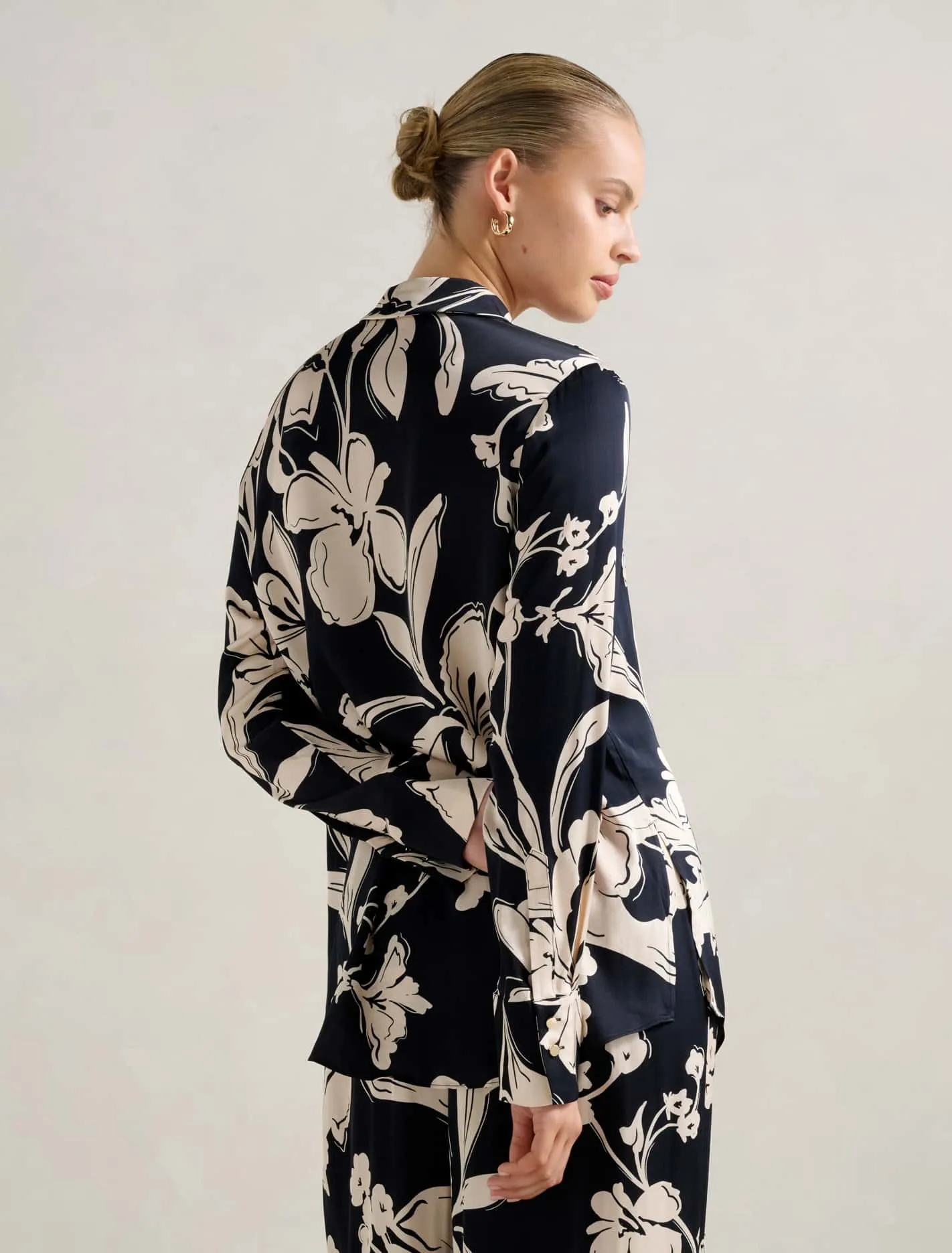 Lila Longline Printed Satin Shirt