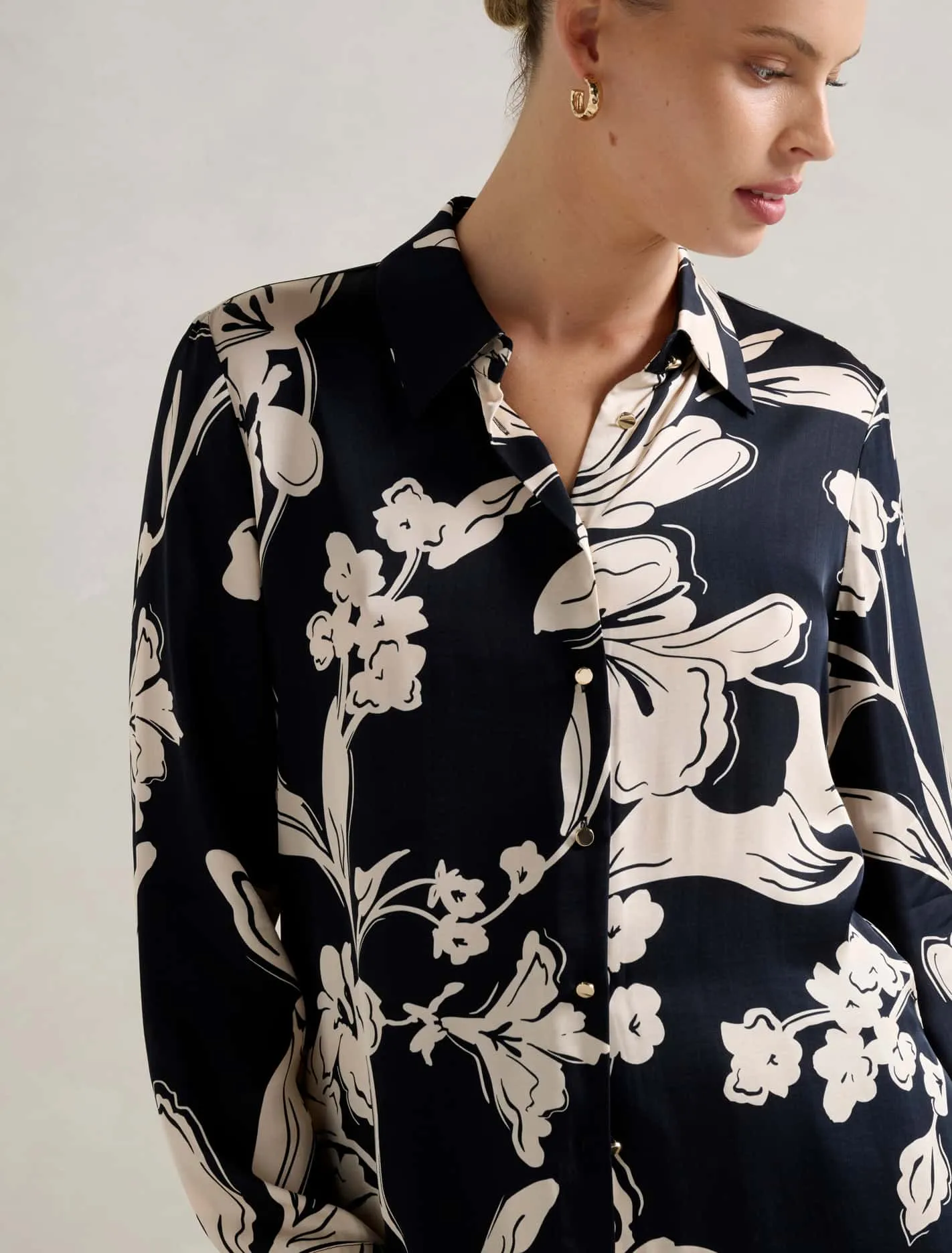 Lila Longline Printed Satin Shirt