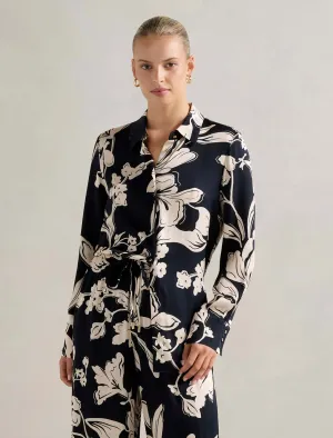 Lila Longline Printed Satin Shirt