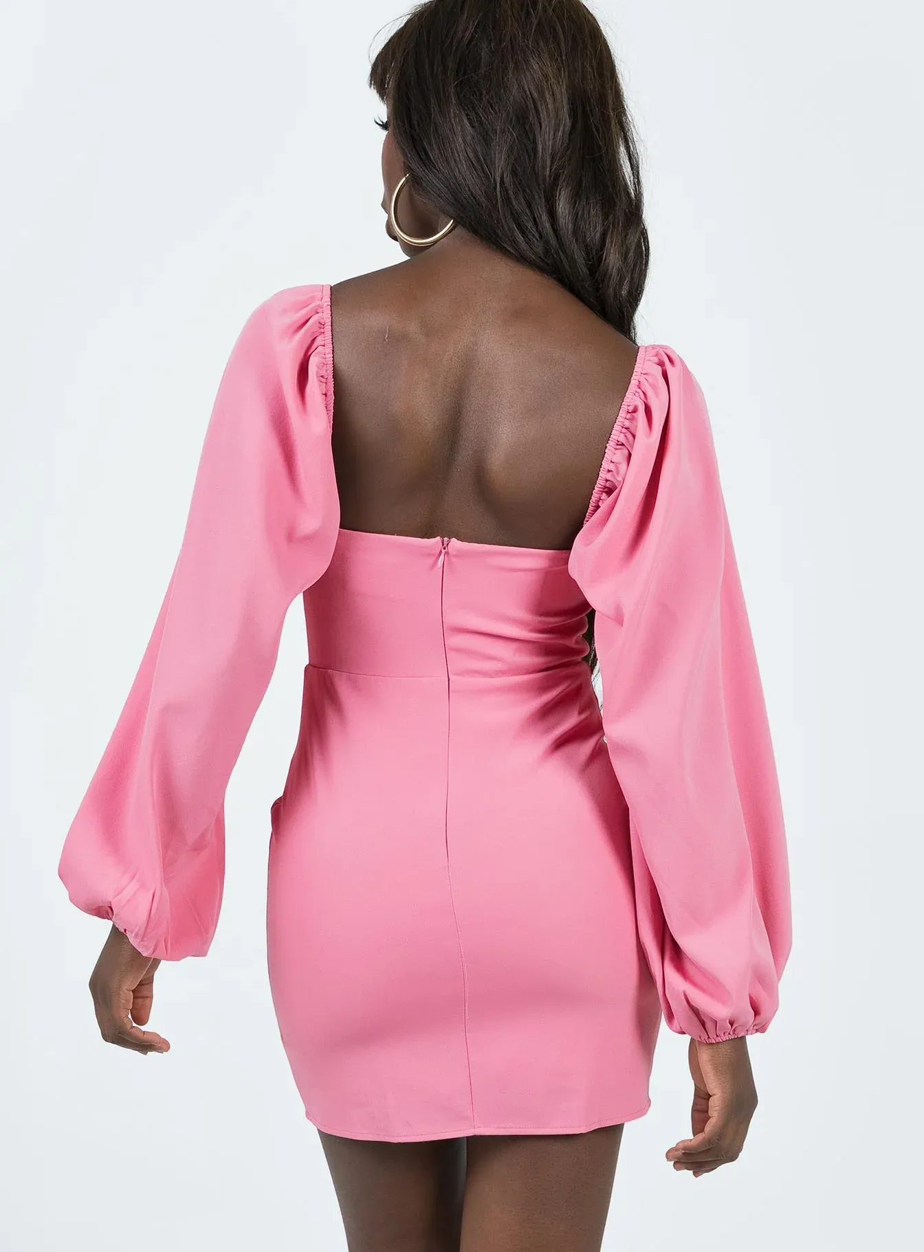 Lillie Long Sleeve Mini Dress Bright Pink