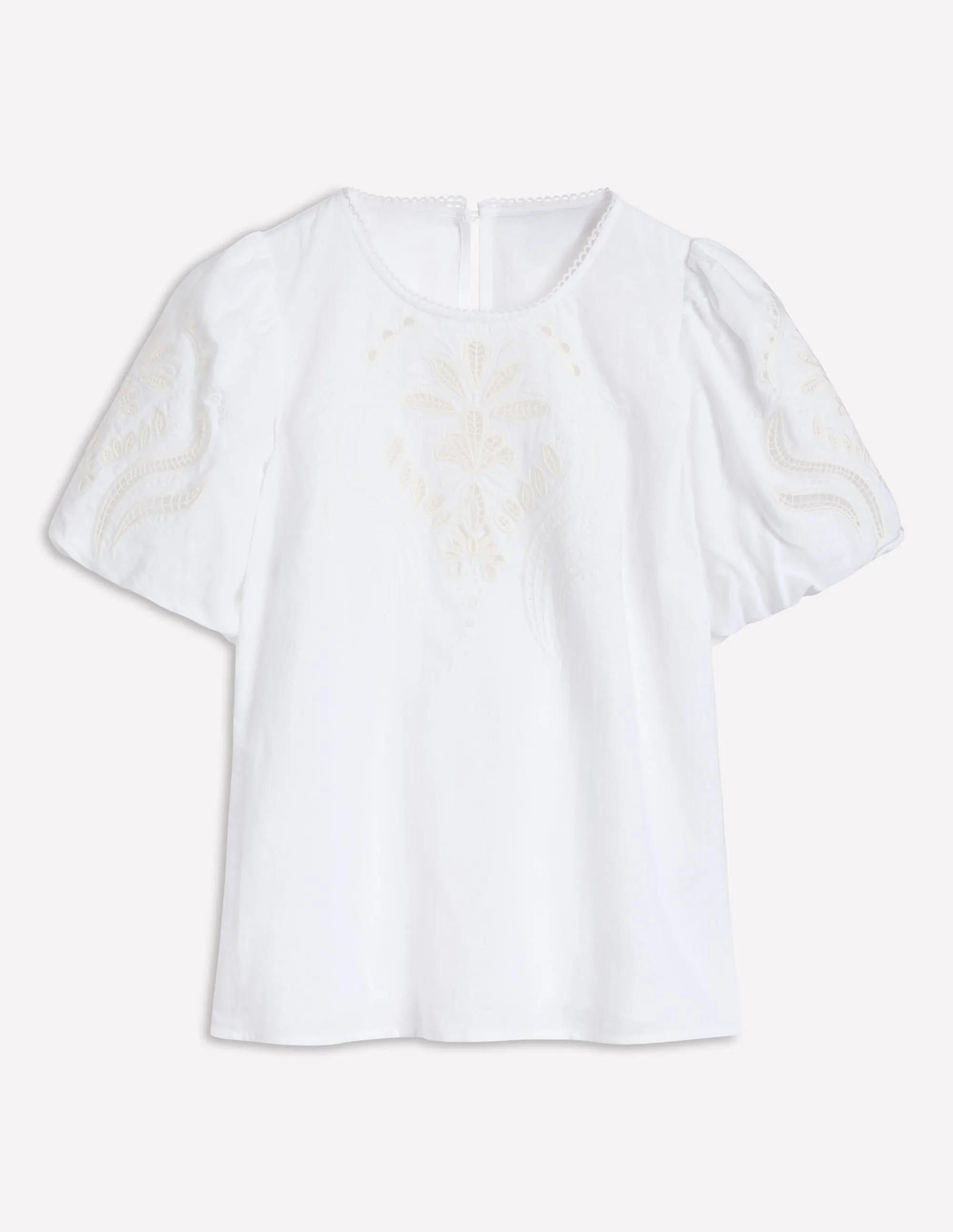 Linen Cutwork Top-White