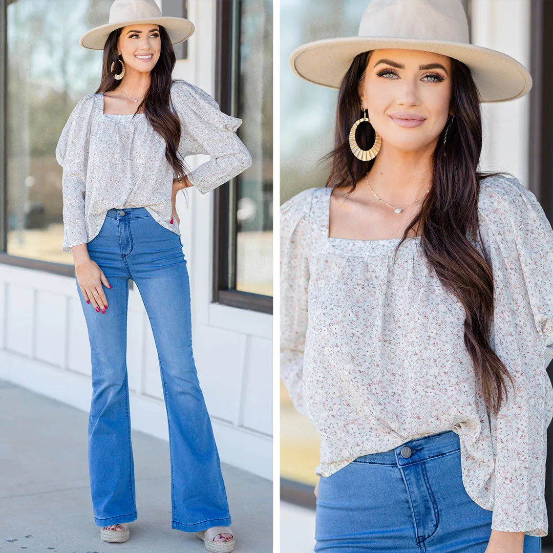 Living Your Best Life Sage Green Ditsy Floral Top