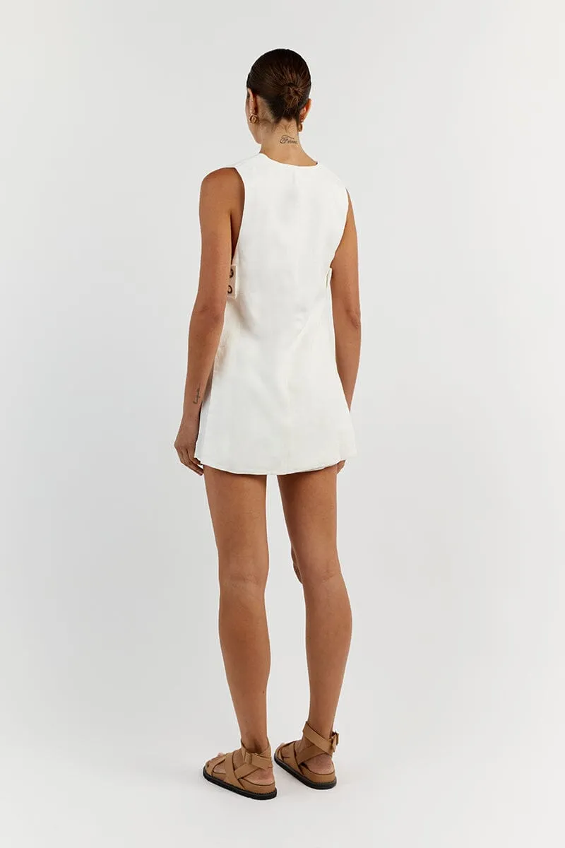 LOGAN OFF WHITE LINEN LONGLINE TOP