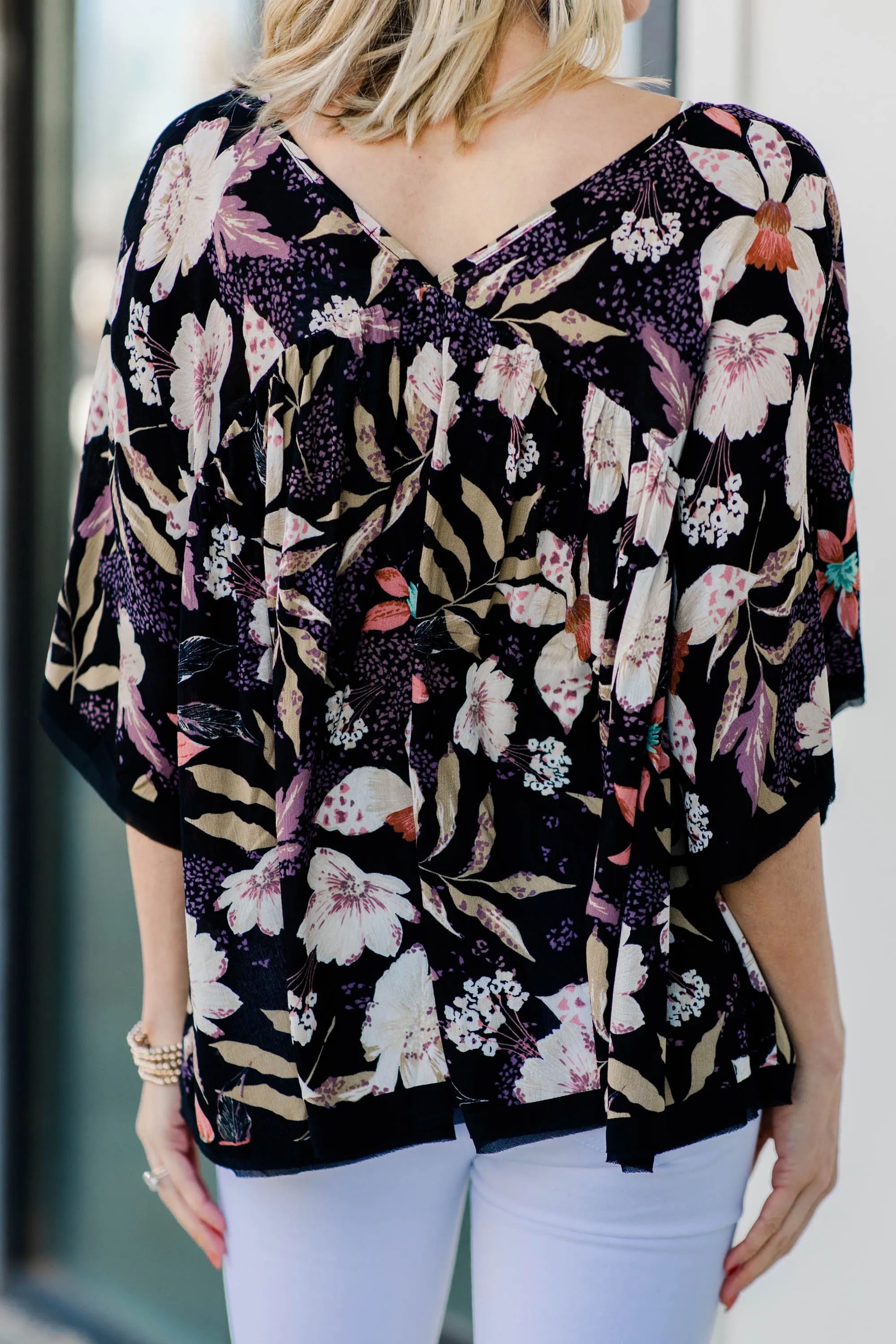 Looking For Fun Black Floral Babydoll Top