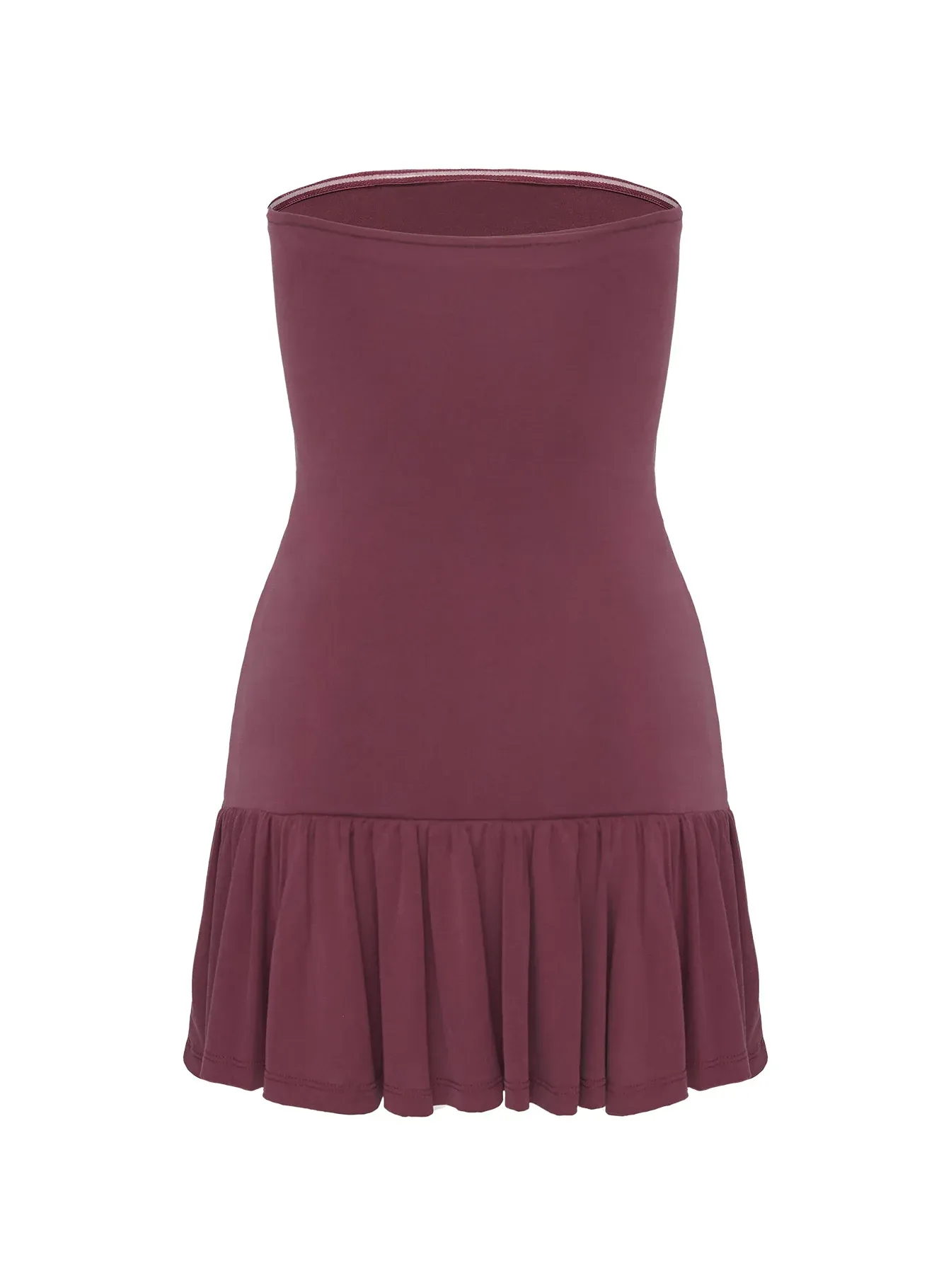 Love Lingers Strapless Mini Dress Burgundy Petite