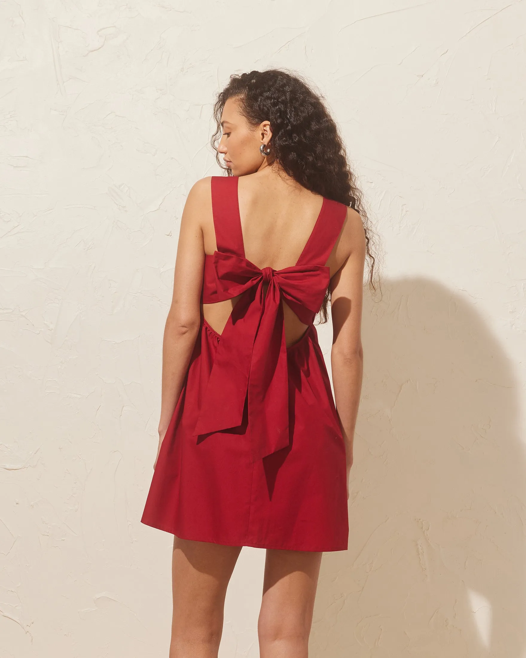 MARGIE TIE MINI DRESS GARNET