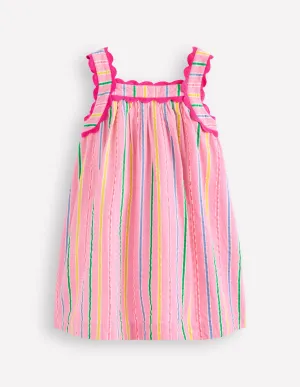 Maribel Strappy Swing Sundress-Pink Multi Stripe
