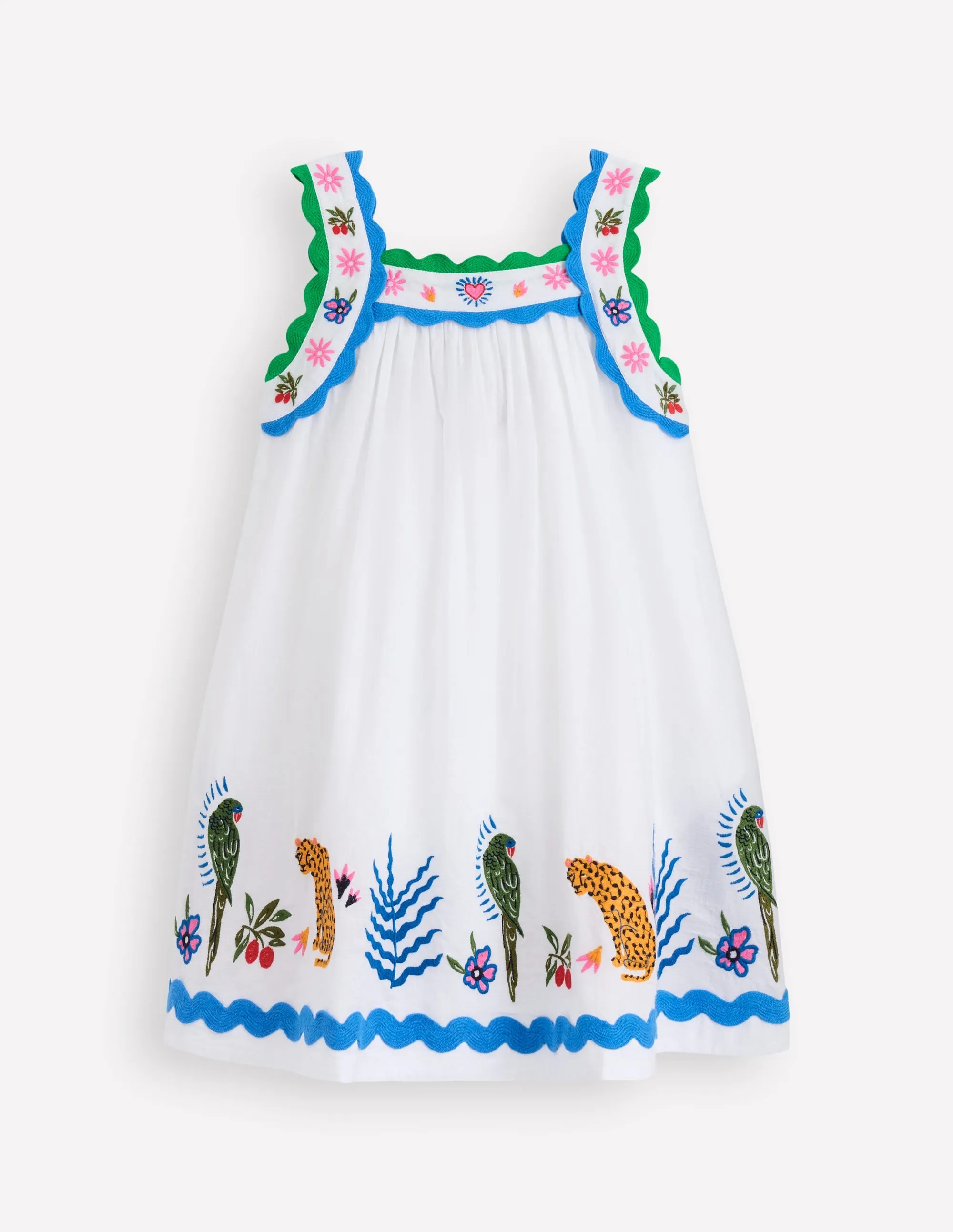 Maribel Strappy Swing Sundress-Soft Ivory Multi Jungle