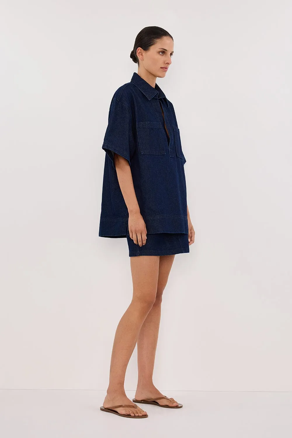 MASON INDIGO DENIM MINI SKIRT