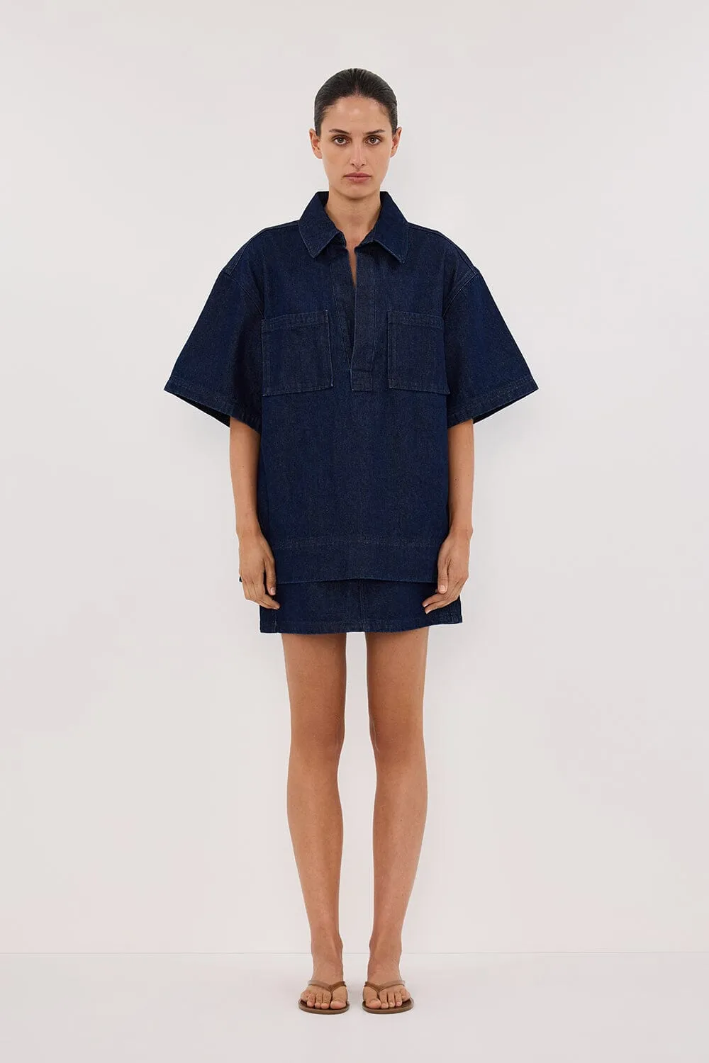 MASON INDIGO DENIM MINI SKIRT