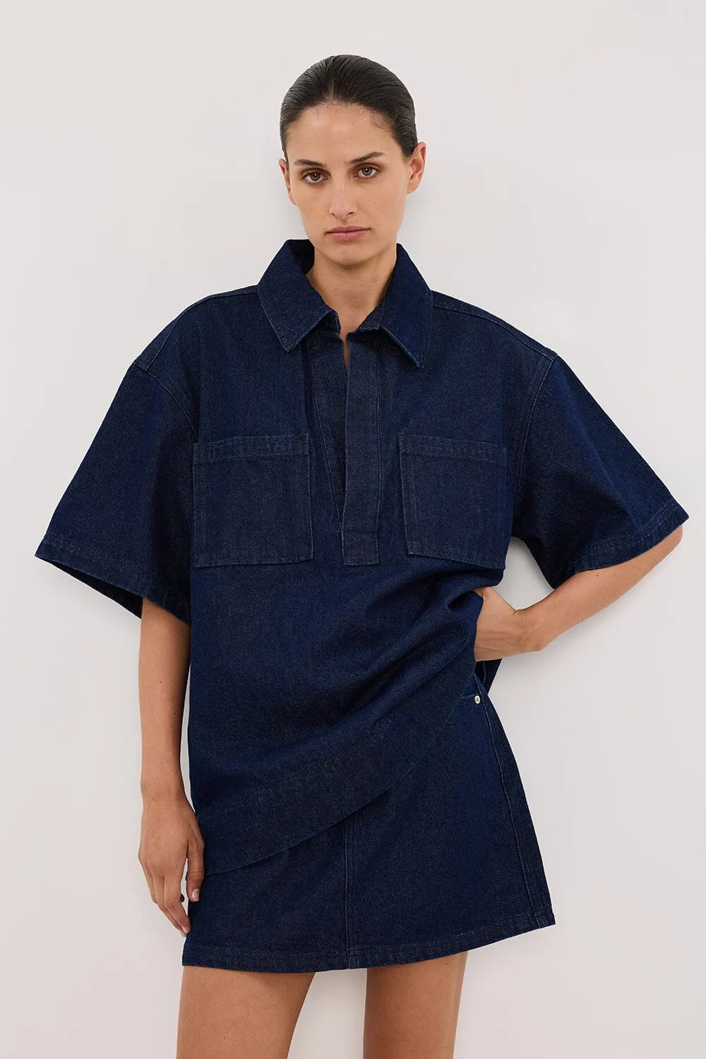 MASON INDIGO DENIM MINI SKIRT