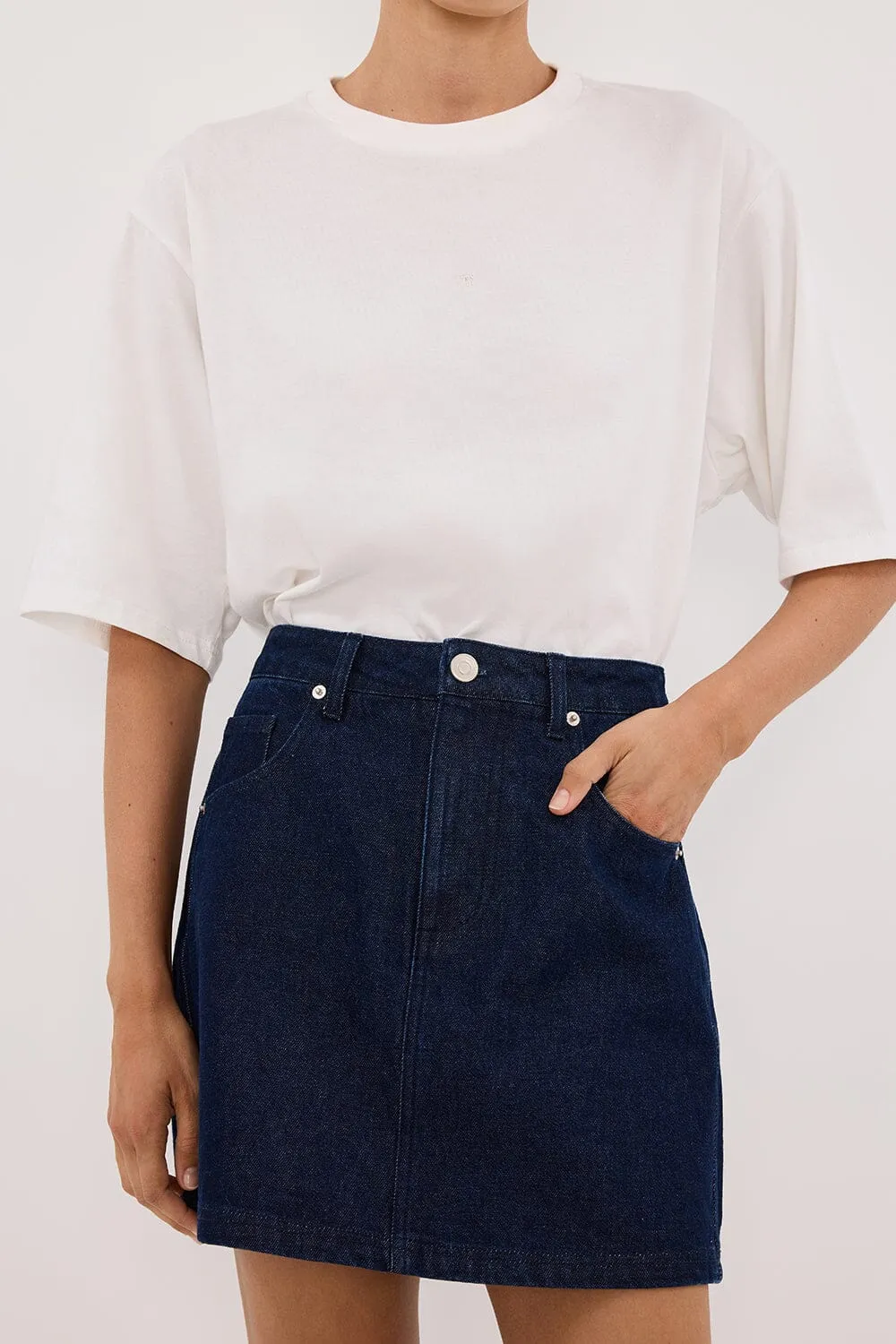 MASON INDIGO DENIM MINI SKIRT