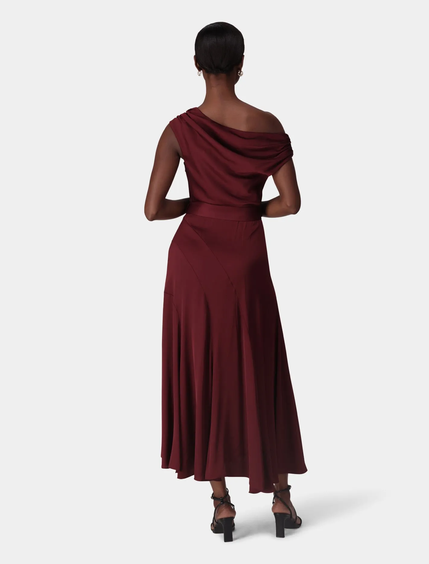 Megan Satin Asym Midi Dress